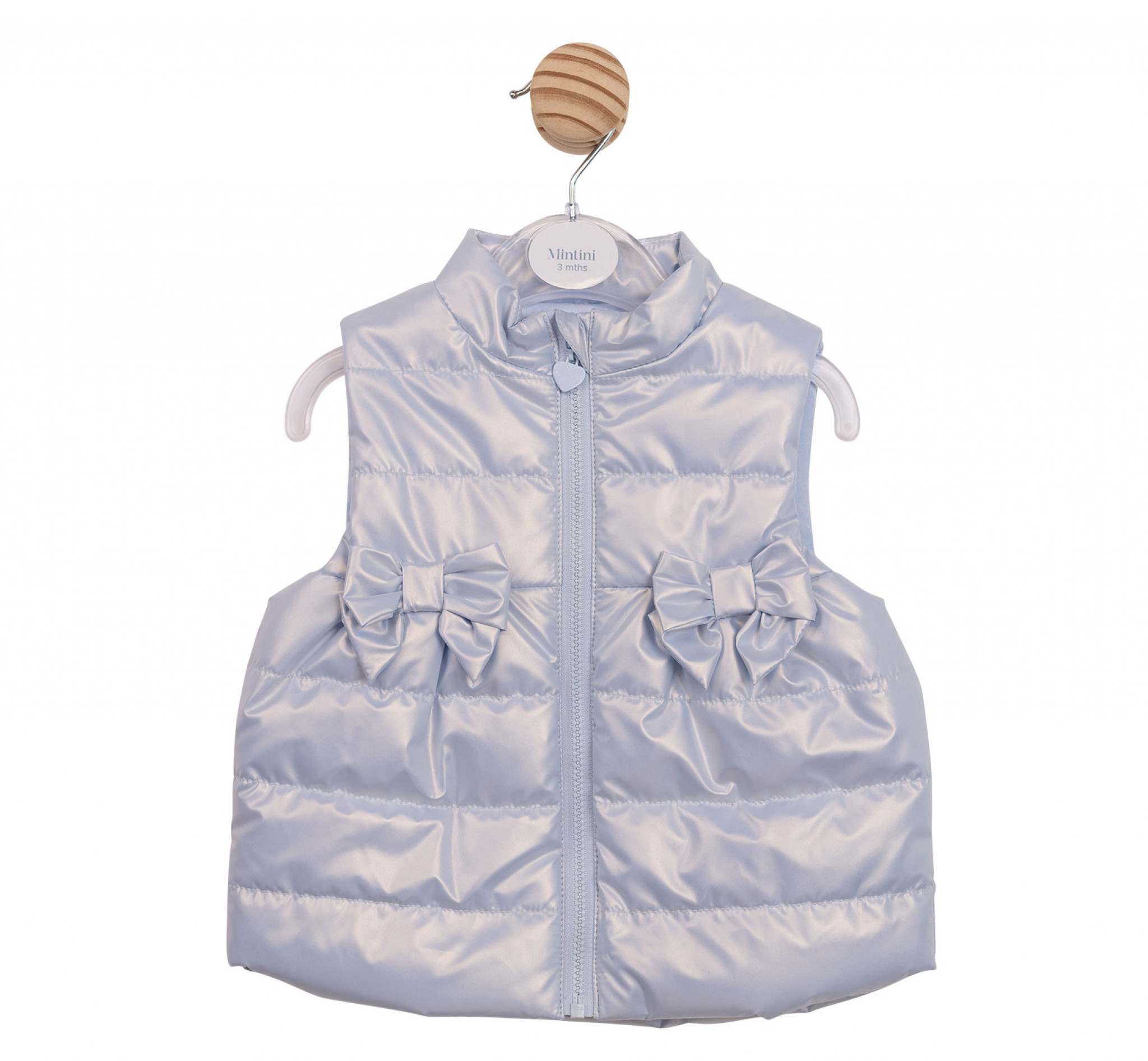 Mintini MB6868 * MB6868 Bluebell Pearlised Bow Gilet(3-9 months)