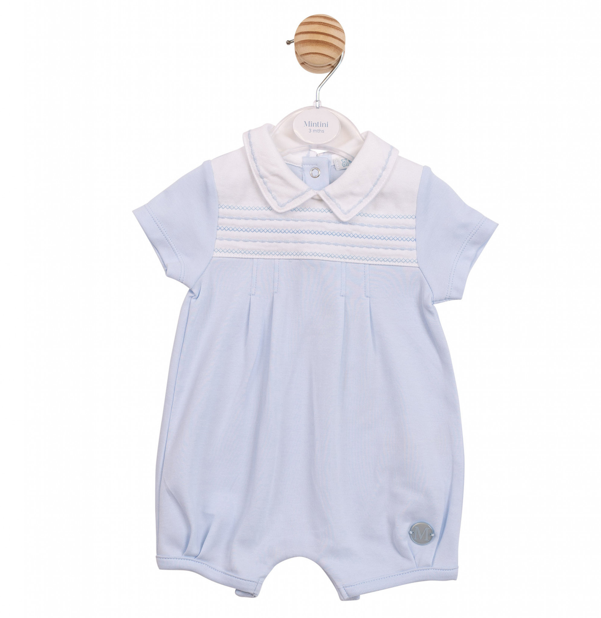 Mintini MB6881 * MB6881 Embroidered Panel  Romper (3-12 months)