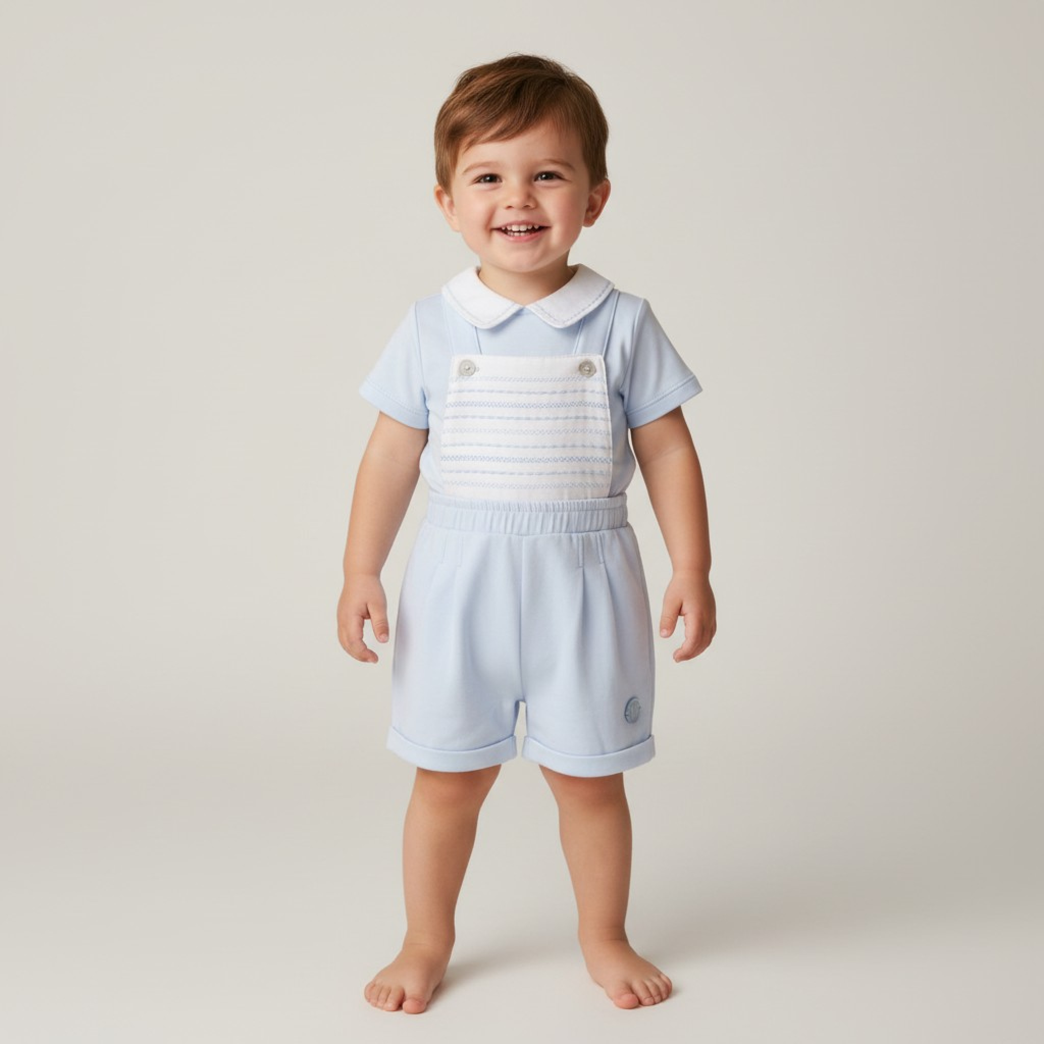 Mintini MB6883A * MB6883A Embroidered Panel Dungaree Piece (12-24 months)