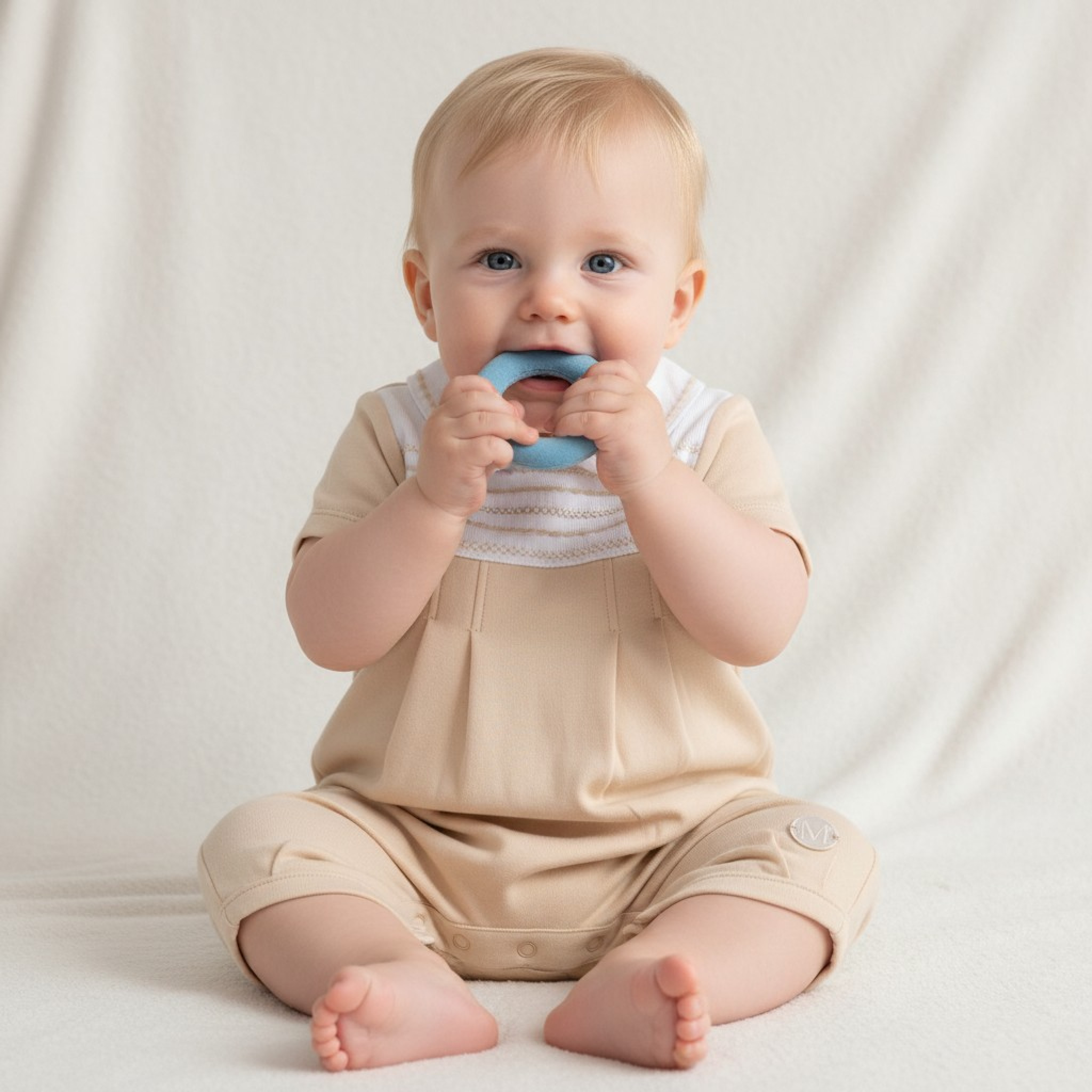 Mintini MB6887 * MB6887 Embroidered Panel Romper (3-12 months)