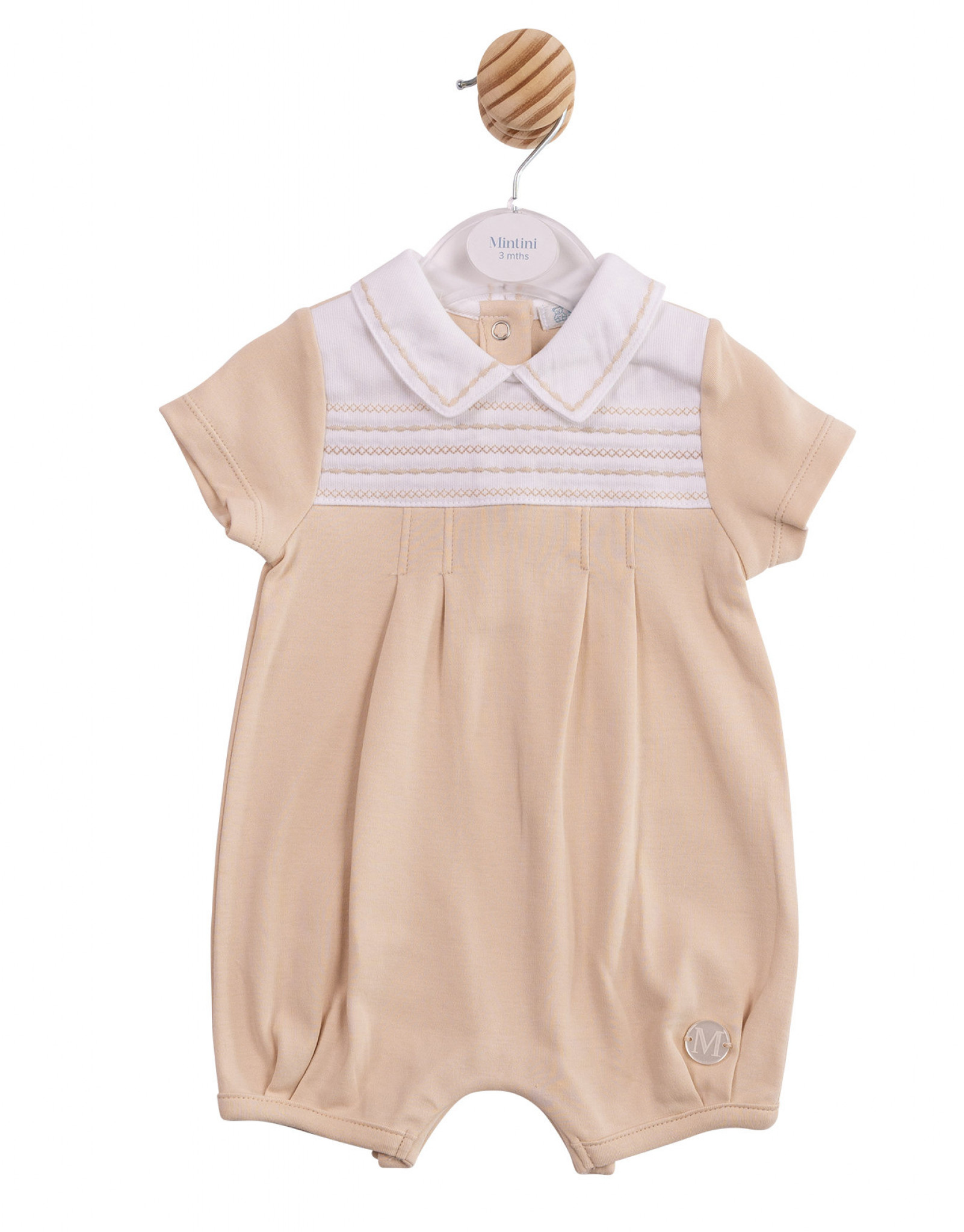Mintini MB6887 * MB6887 Embroidered Panel  Romper (3-12 months)