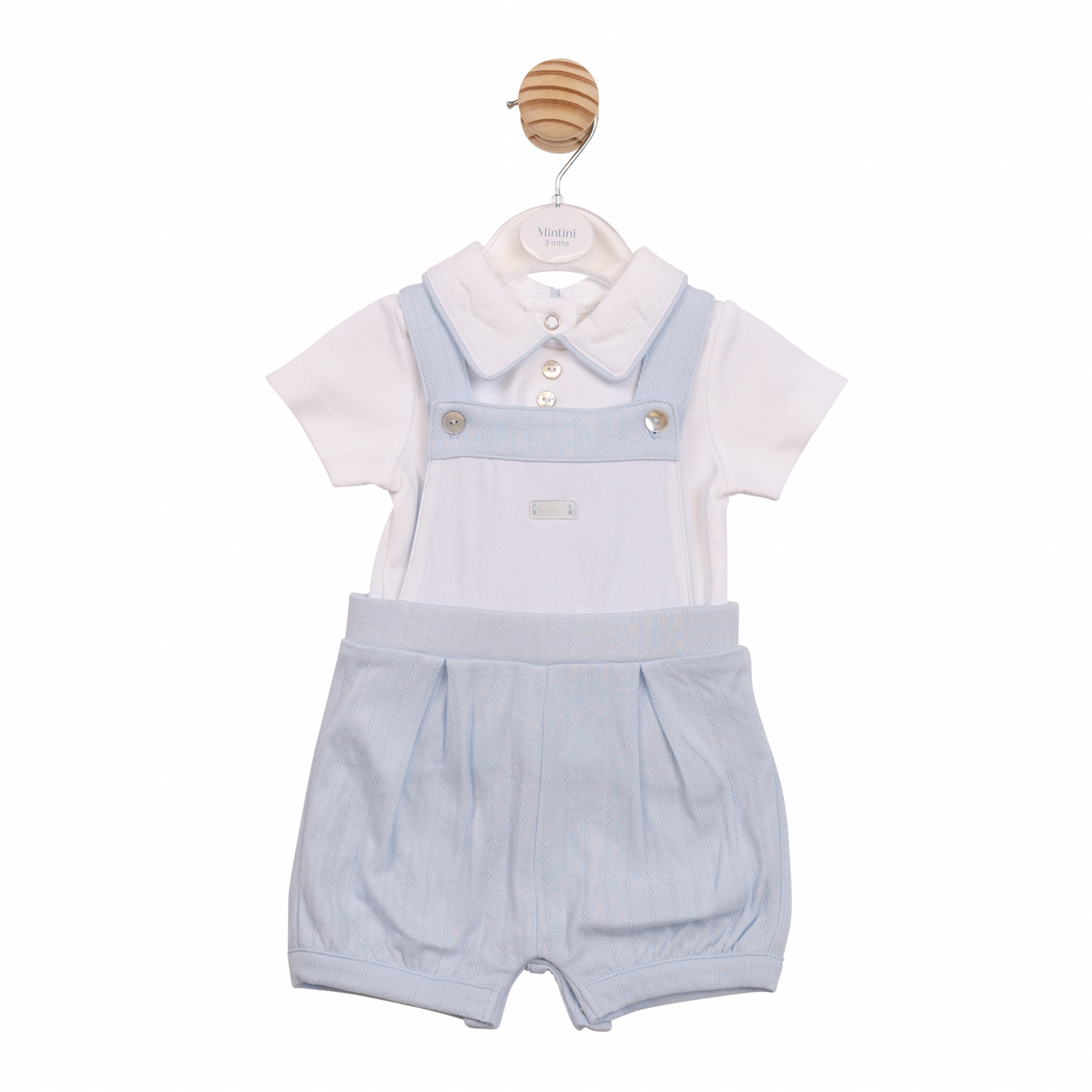 Mintini MB6893A * MB6893A Pointelle Piped Dungaree Set(12-24 months)