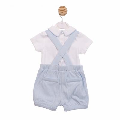 Mintini MB6893 * MB6893 Pointelle Piped Dungaree Set(3-9 months)