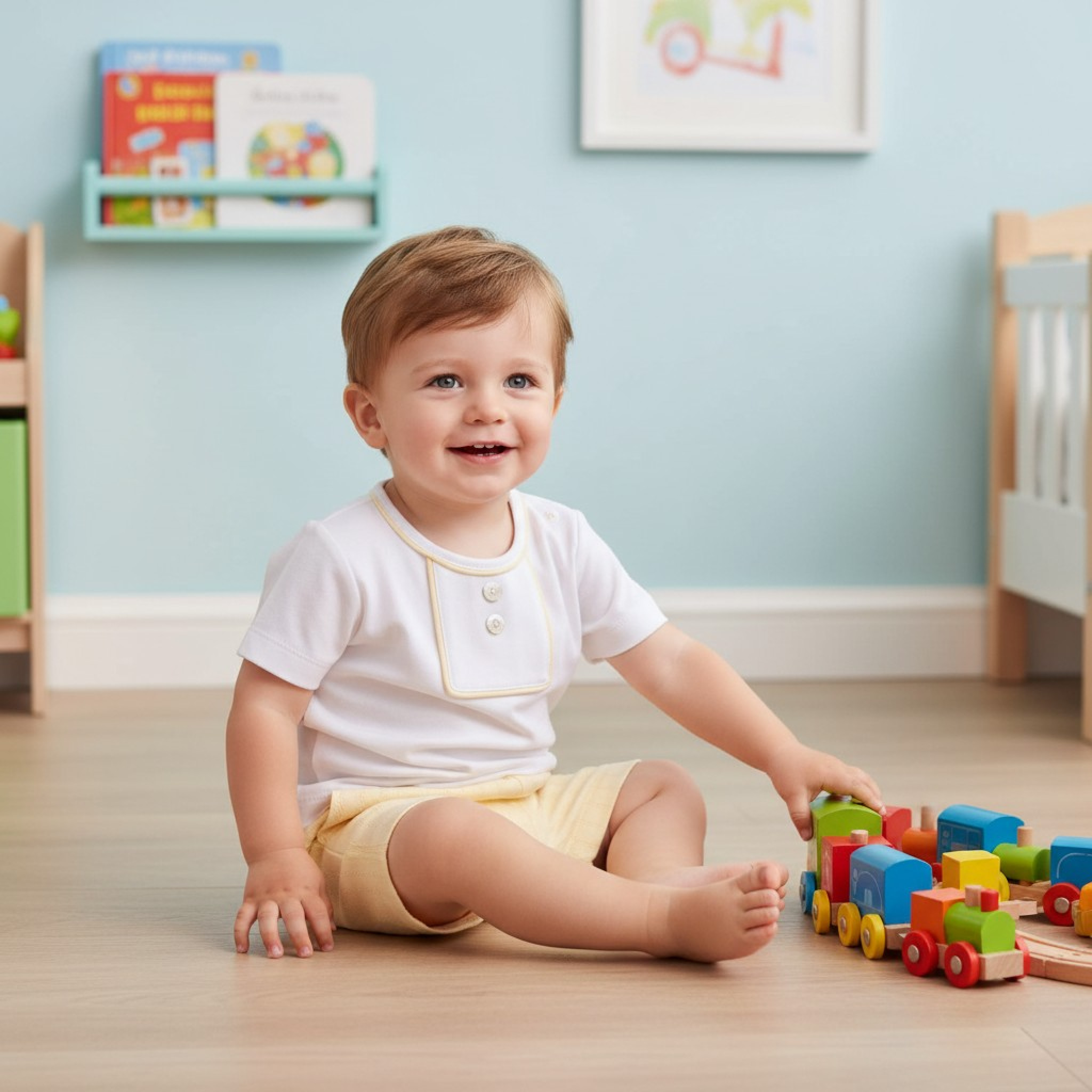 Mintini MB6901A * MB6901A Pointelle Piped Shorts Set (12-24 months)