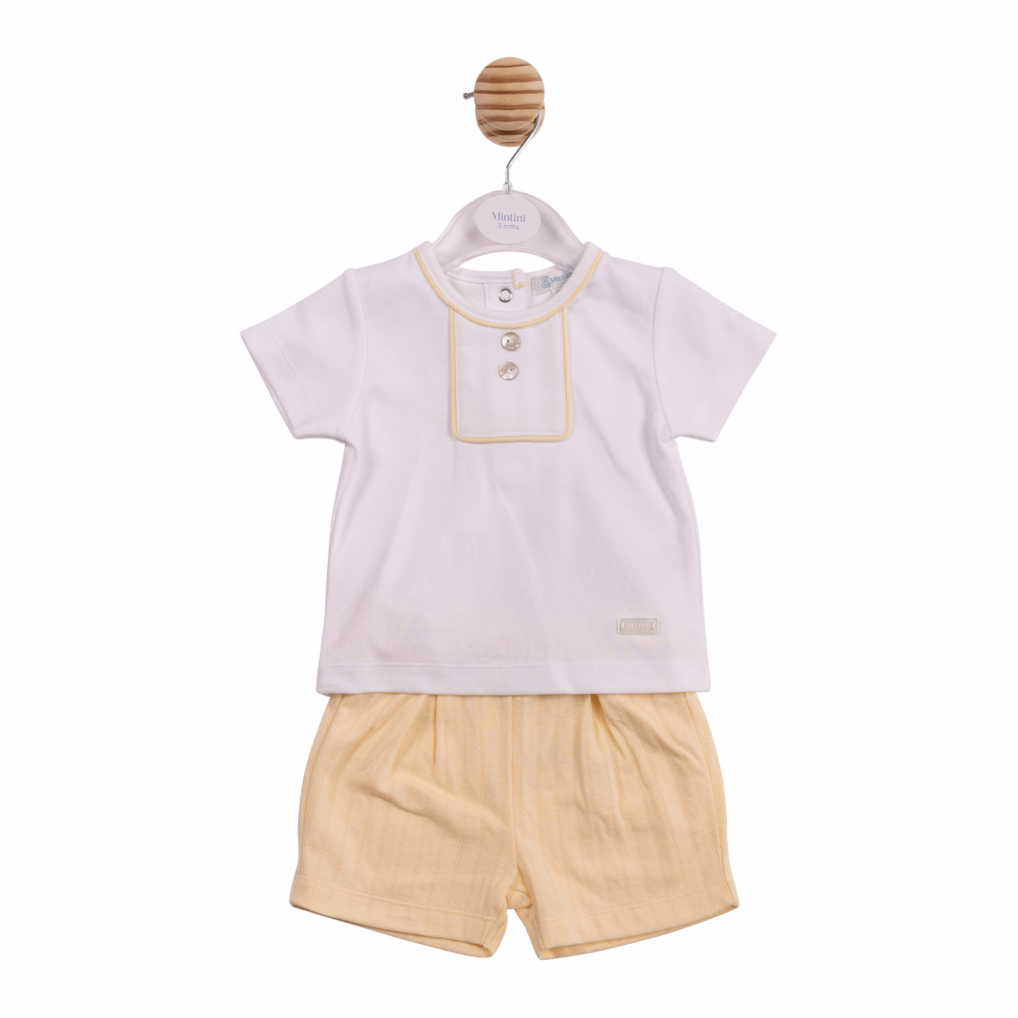 Mintini MB6901 * MB6901 Pointelle Piped Shorts Set(3-9 months)