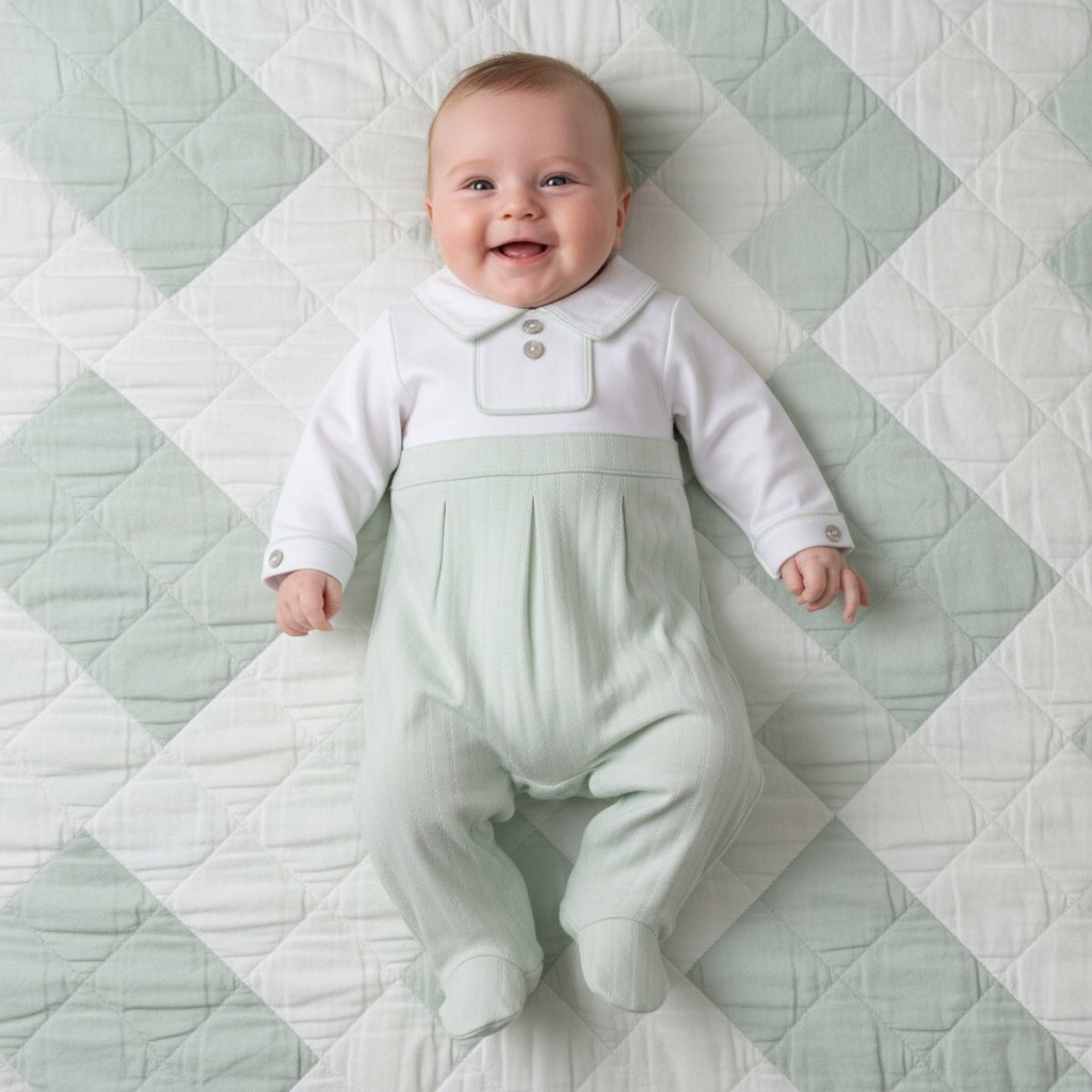 Mintini MB6904 * MB6904SG Pointelle Piped All In One (1-6 months)