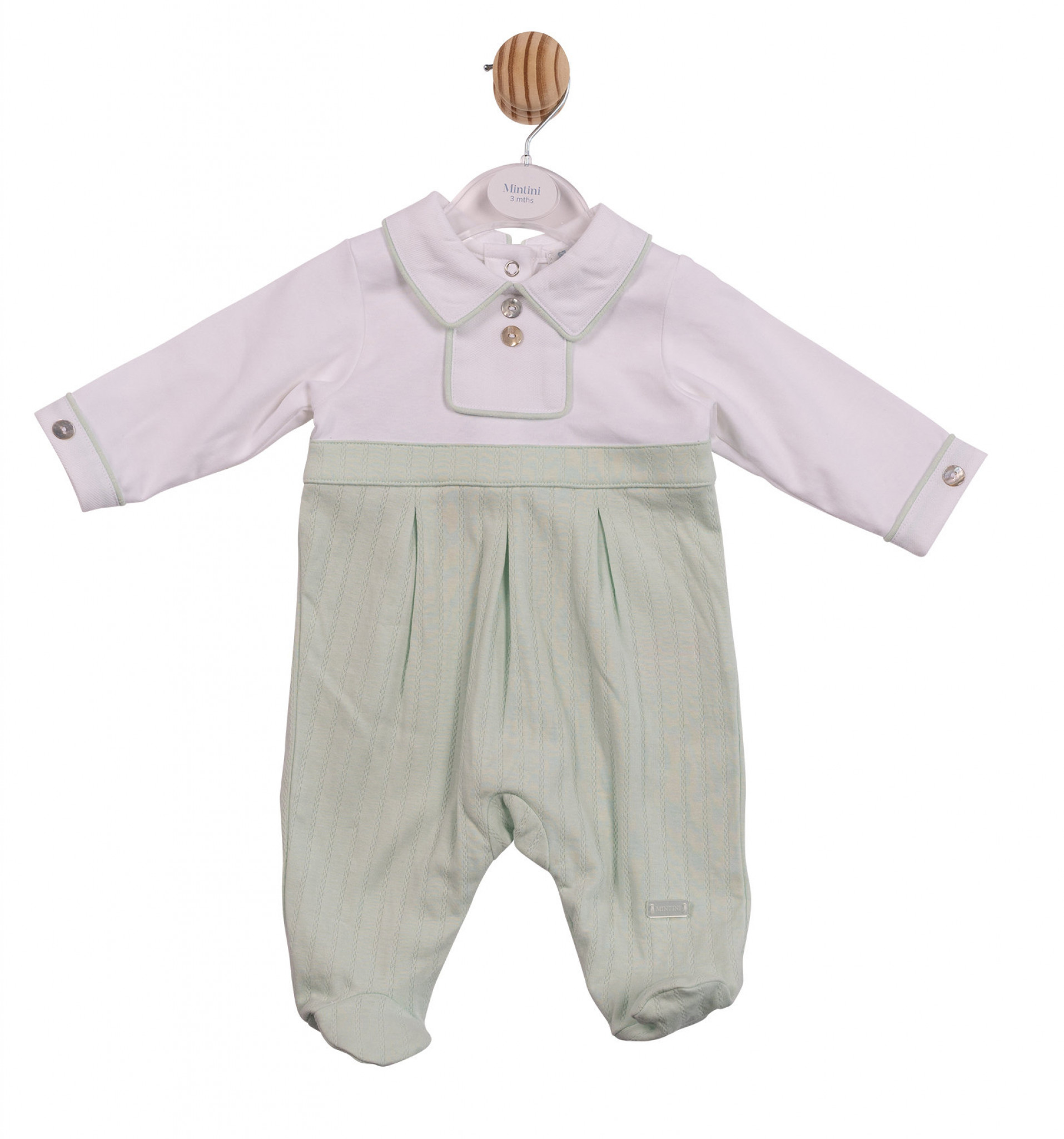 Mintini MB6904 * MB6904 Pointelle Piped All In One (1-6 months)