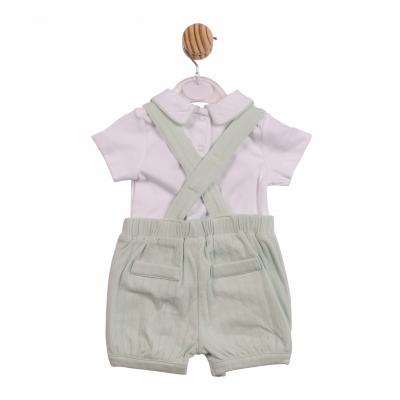 Mintini MB6905 * MB6905 Pointelle Piped Dungaree Set(3-9 months)