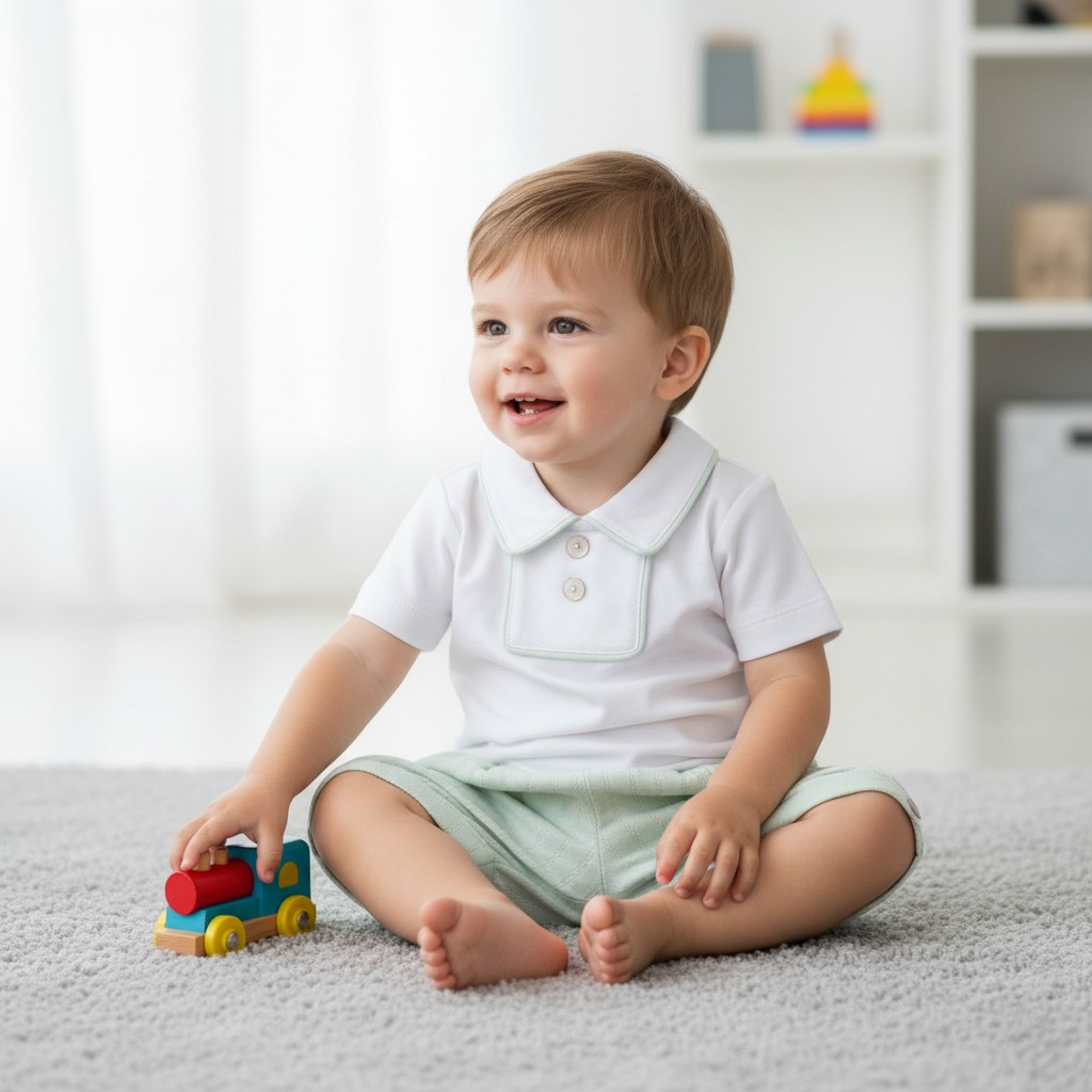 Mintini MB6906A * MB6906A Pointelle Piped Bloomer Set (12-24 months)