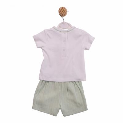 Mintini MB6907A * MB6907A Pointelle Piped Shorts Set(12-24 months)