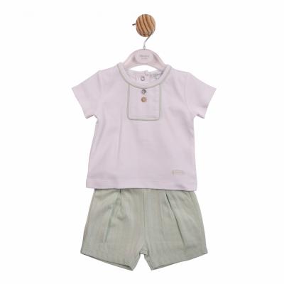 Mintini MB6907A * MB6907A Pointelle Piped Shorts Set (12-24 months)