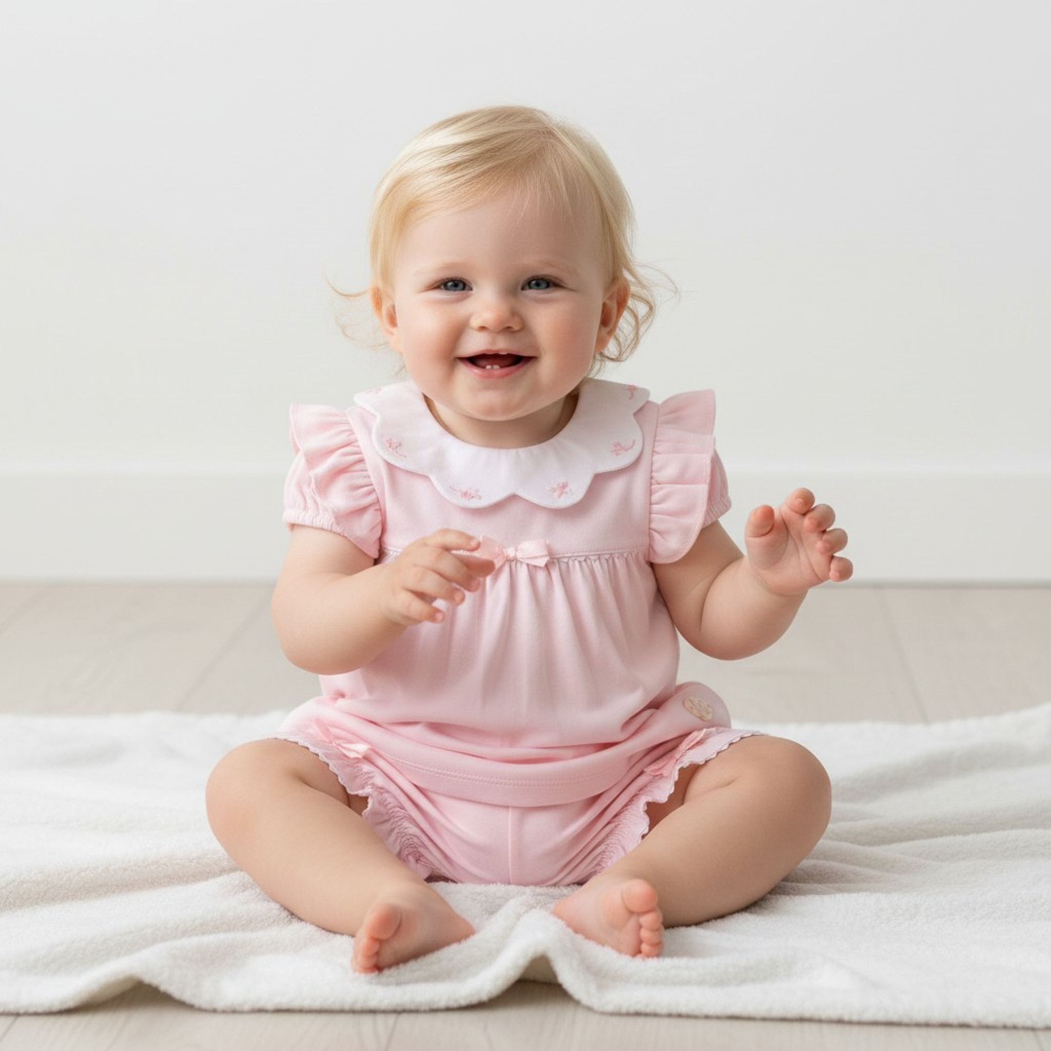 Mintini MB7030 * MB7030 Scallop Butterfly Frilly Bloomer Set (3-9 months)