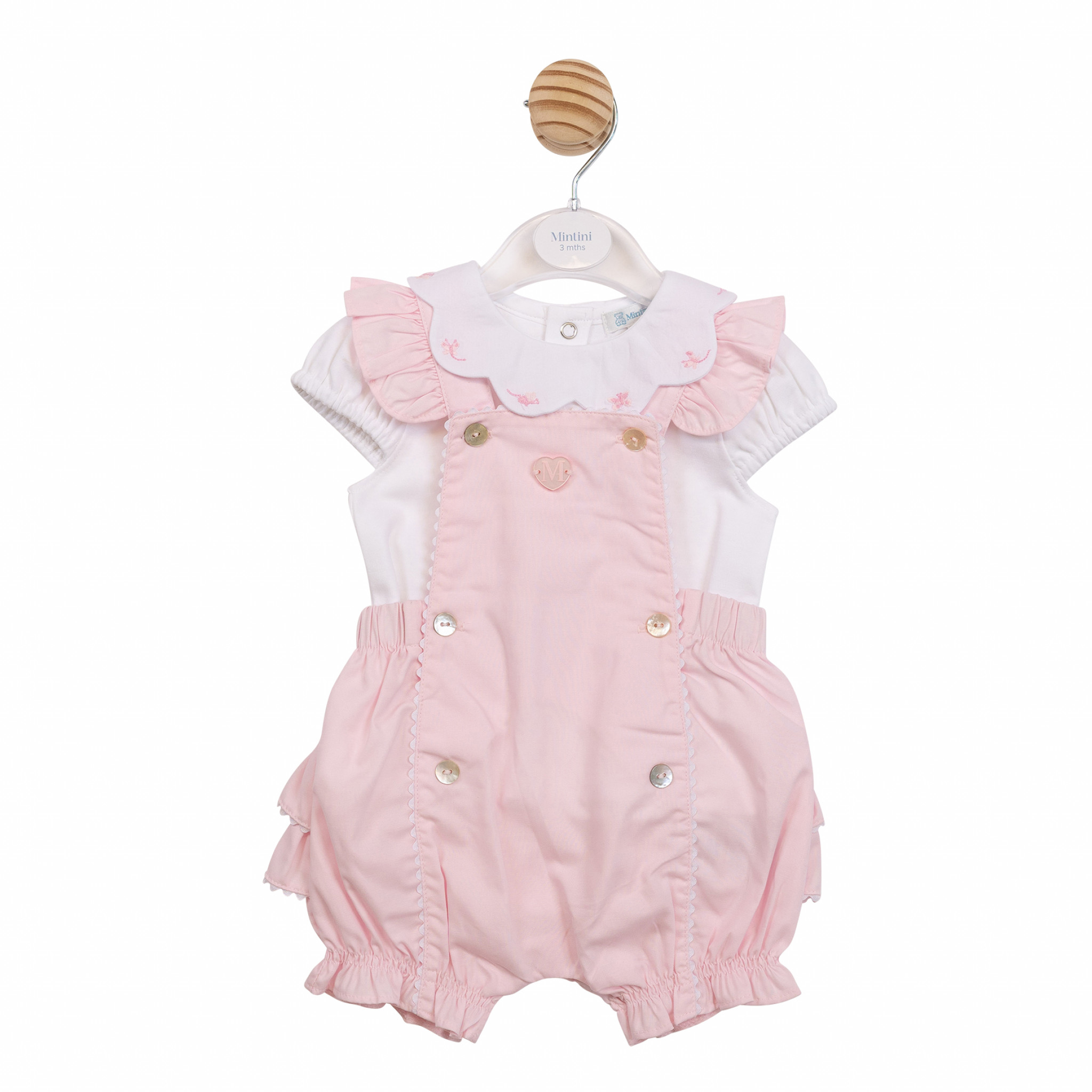Mintini MB7031 * MB7031 Scallop Butterfly Frilly Dungaree Set (3-9 months)