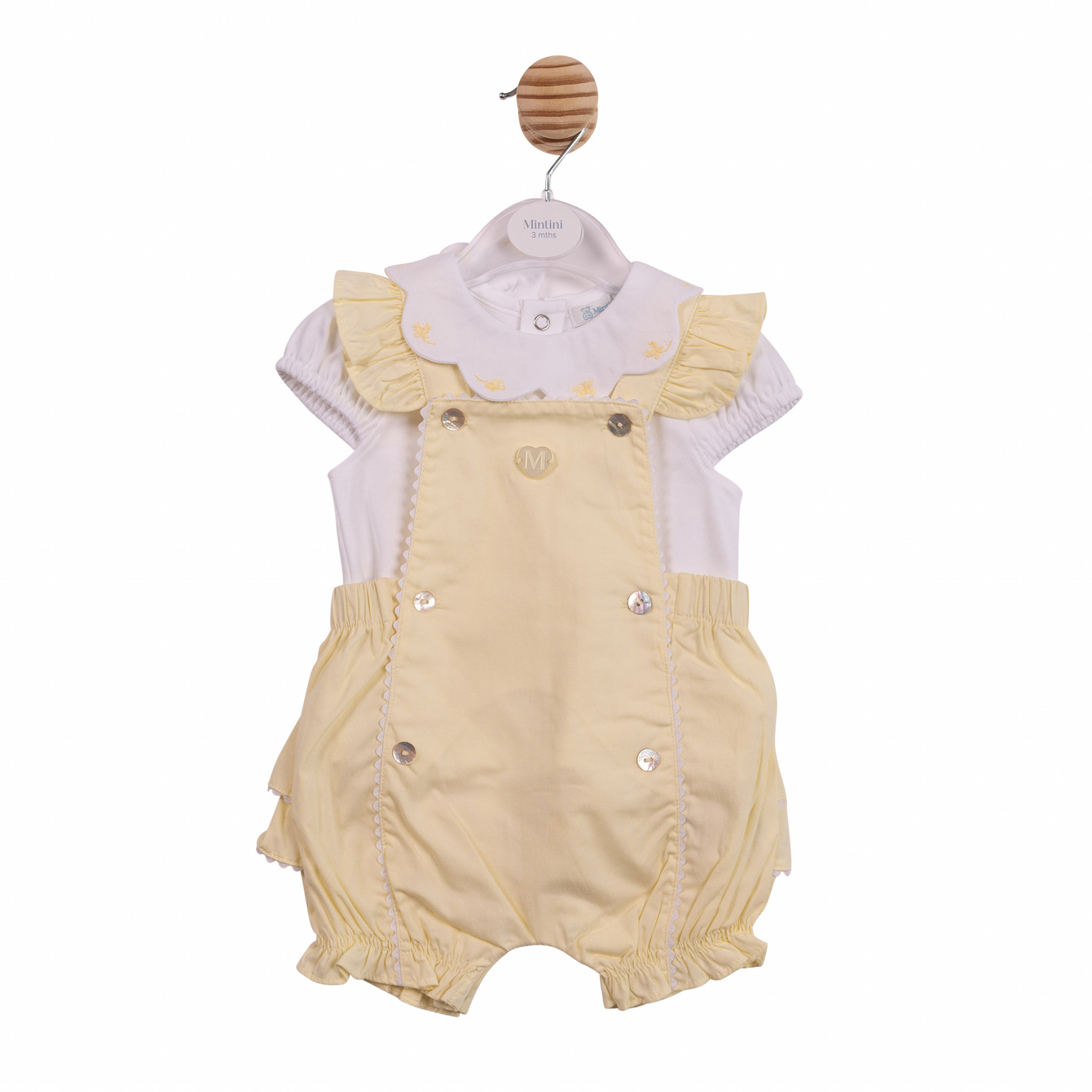 Mintini MB7031 * MB7039 Scallop Butterfly Frilly Dungaree Set (3-9 months)