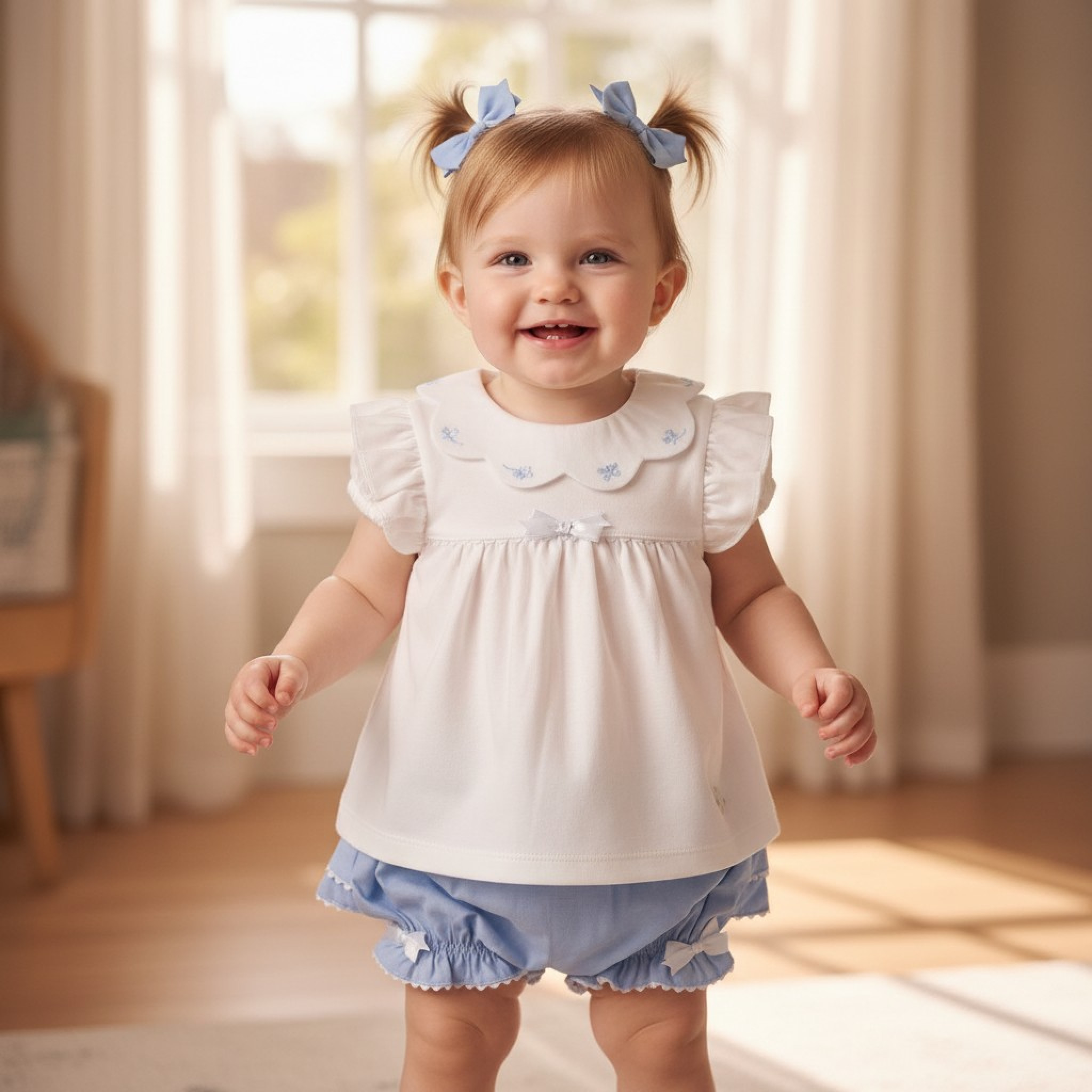 Mintini MB7046A * MB7046-A Scallop Butterfly Frilly Bloomer Set (12-24 months)