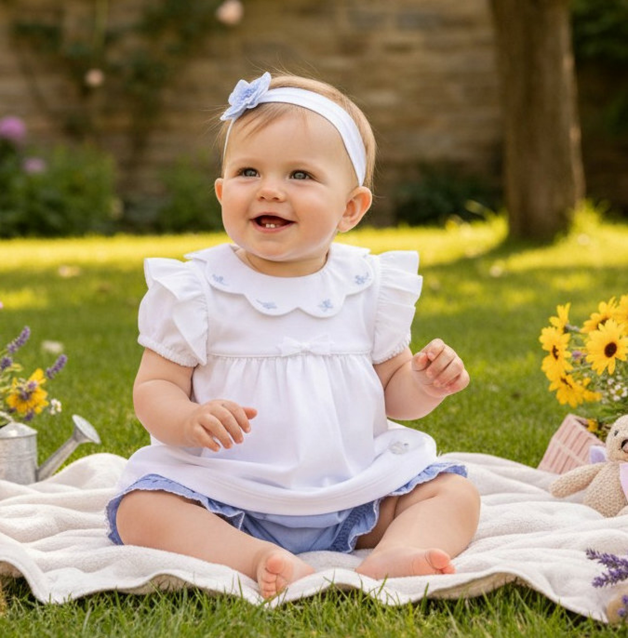 Mintini MB7046 * MB7046 Scallop Butterfly Frilly Bloomer Set (3-9 months)