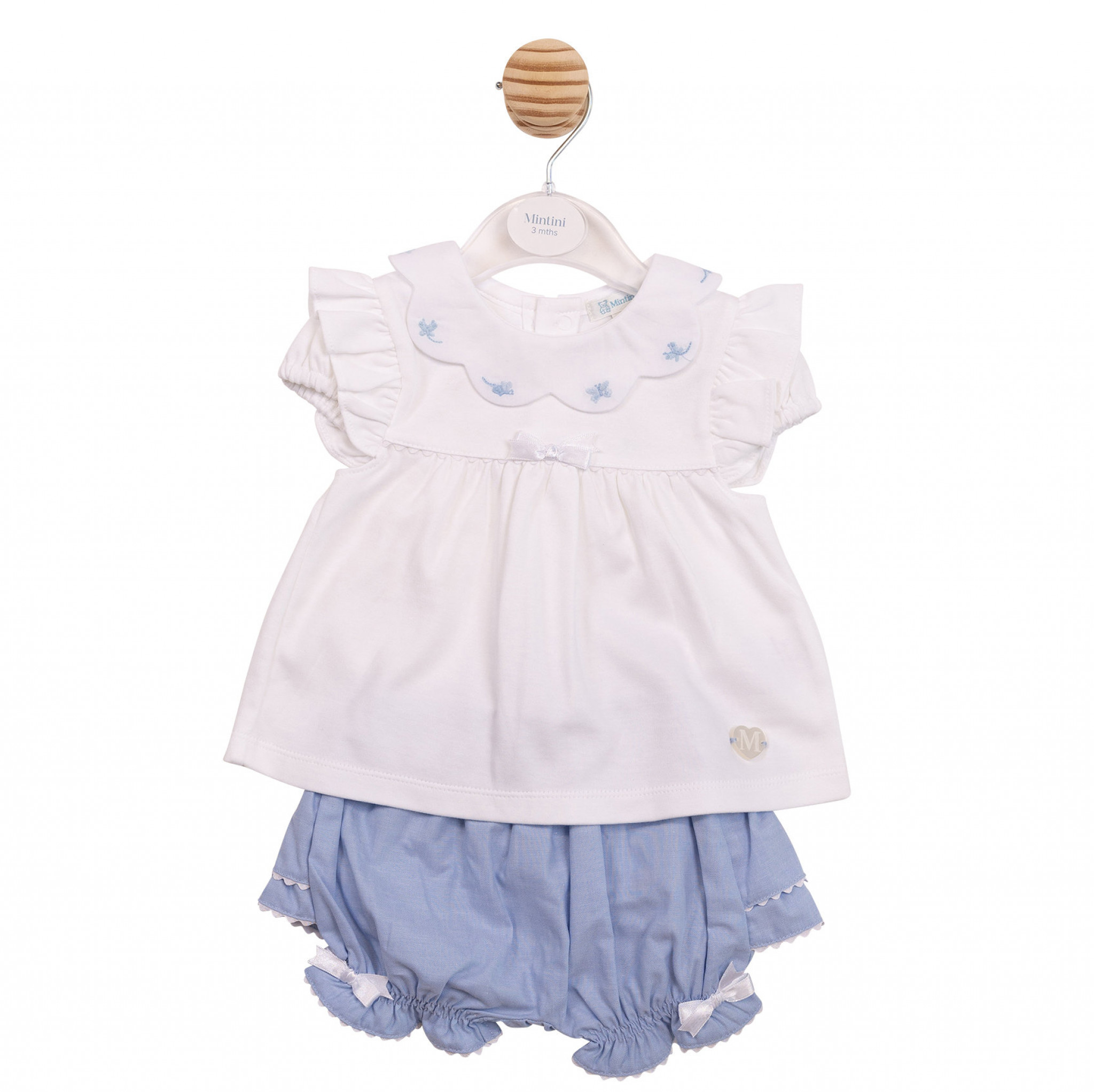 Mintini MB7046 * MB7046 Scallop Butterfly Frilly bloomer set(3-9 months)