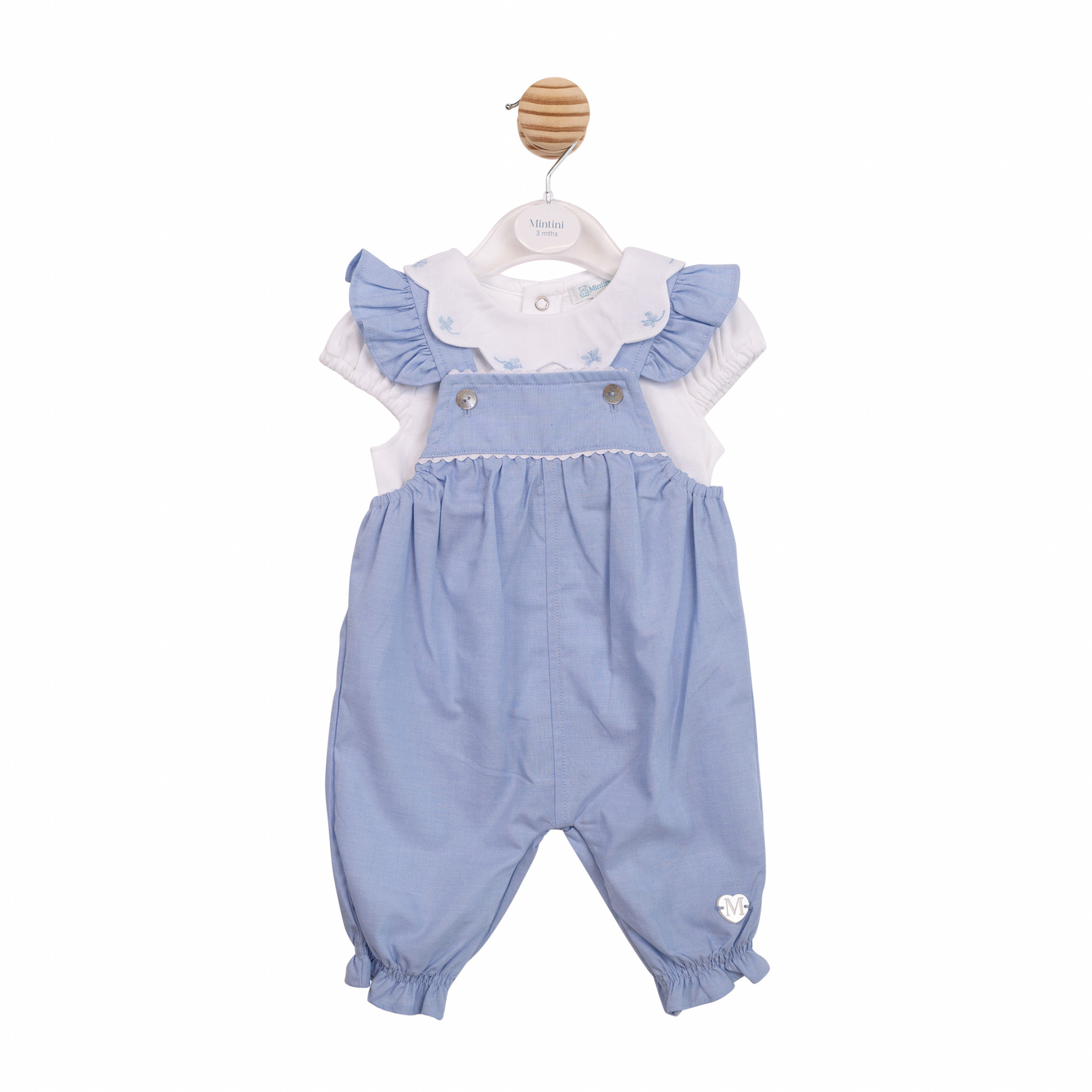 Mintini MB7048 * MB7048 Scallop Butterfly Frilly Dungaree Set (3-9 months)