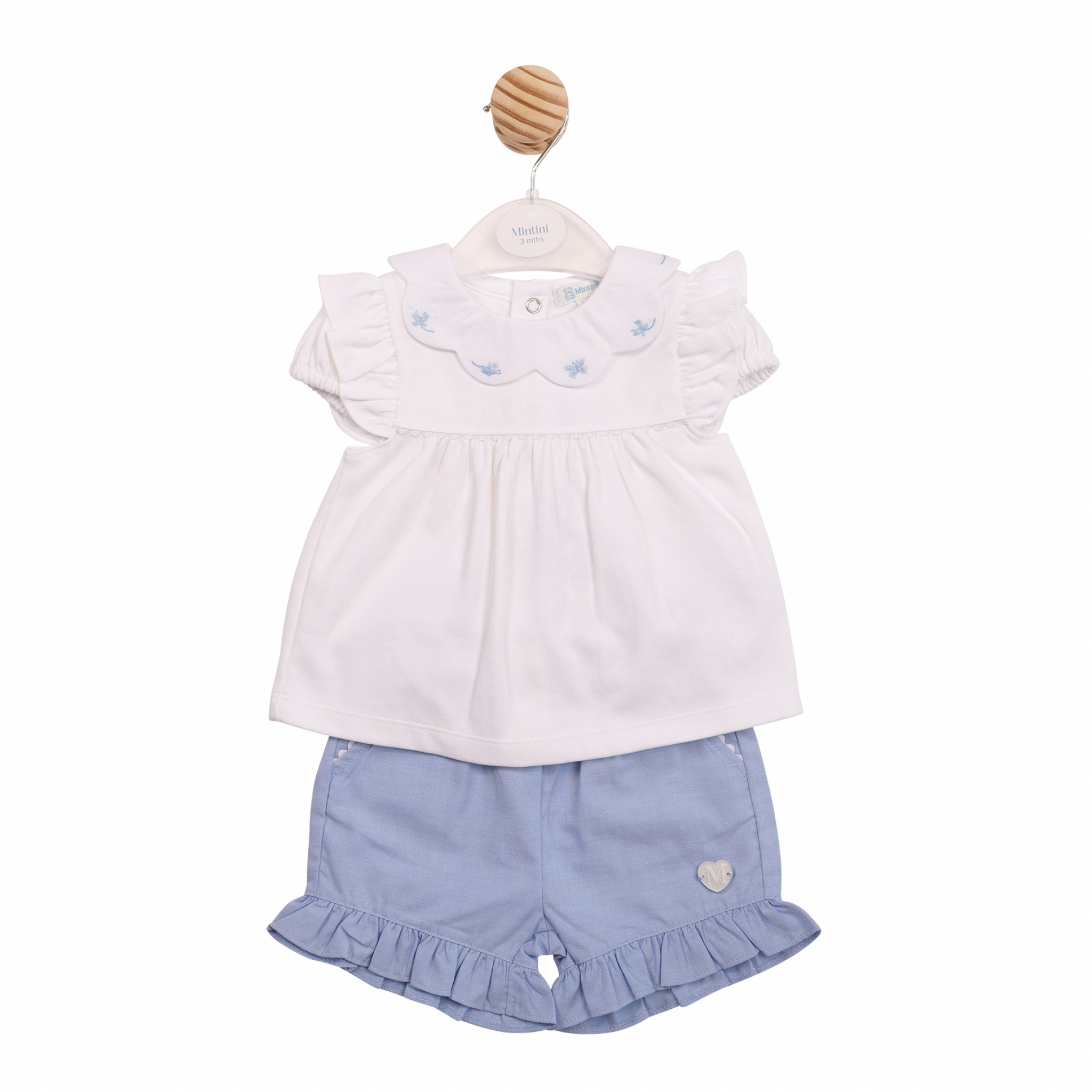 Mintini MB7041 * MB7050 Scallop Butterfly Top & Shorts Set (3-9  months)