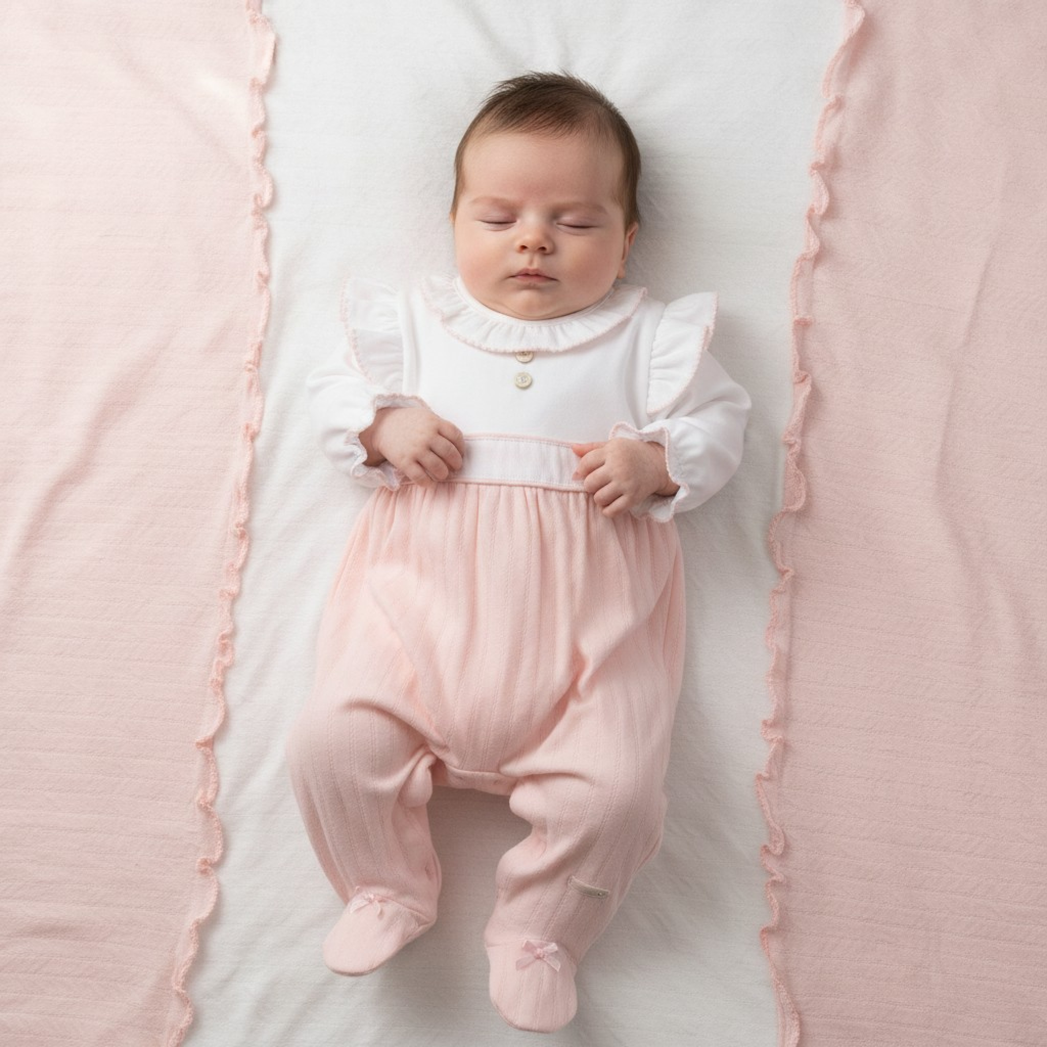 Mintini MB7052 * MB7052P Pointelle Bow All In One (1-6 months)