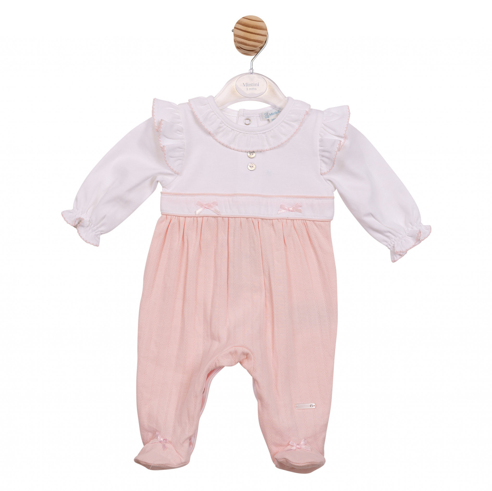 Mintini MB7052 * MB7052 Pointelle Bow All In One (1-6 months)