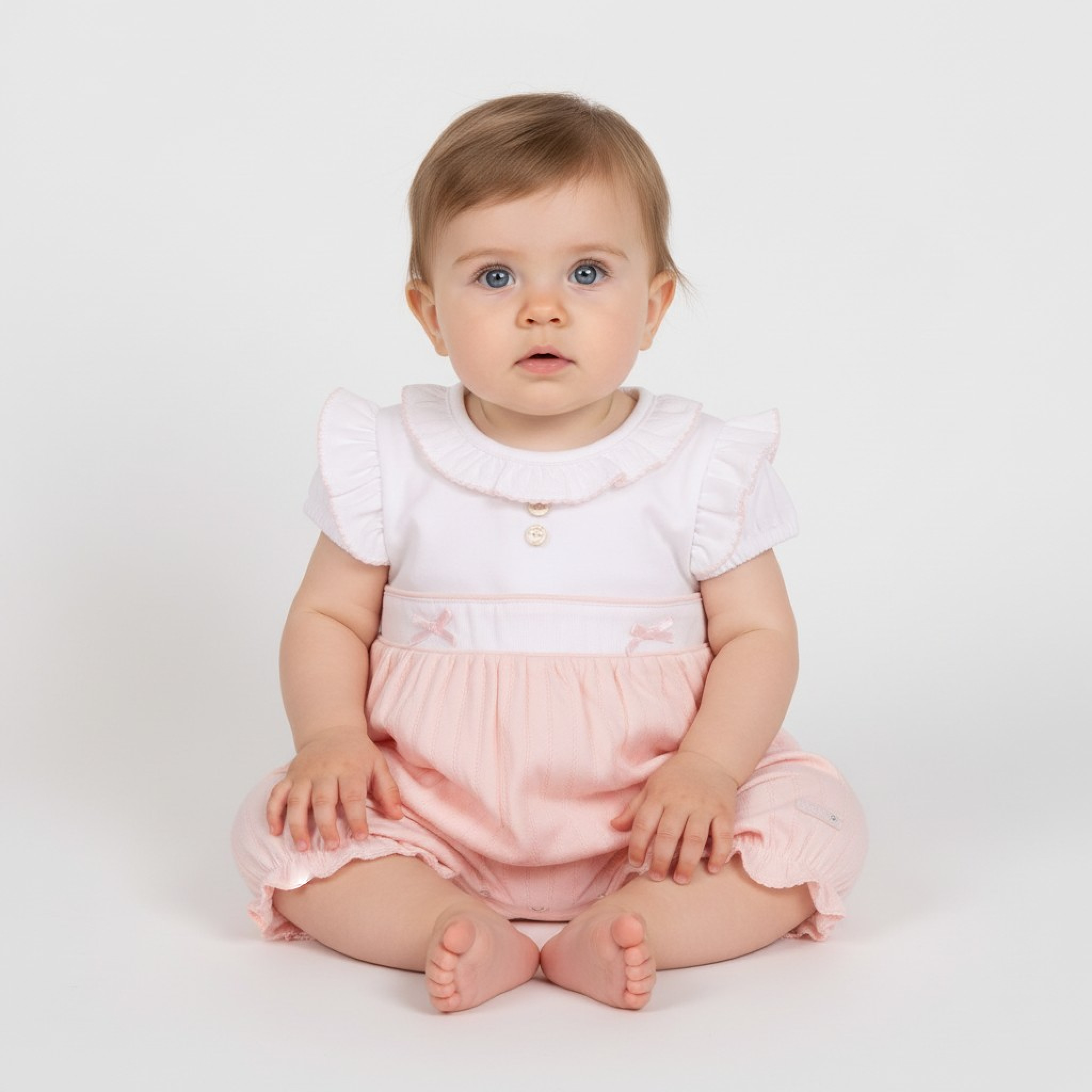 Mintini MB7053 * MB7053P Pointelle Bow Romper (1-9 months)