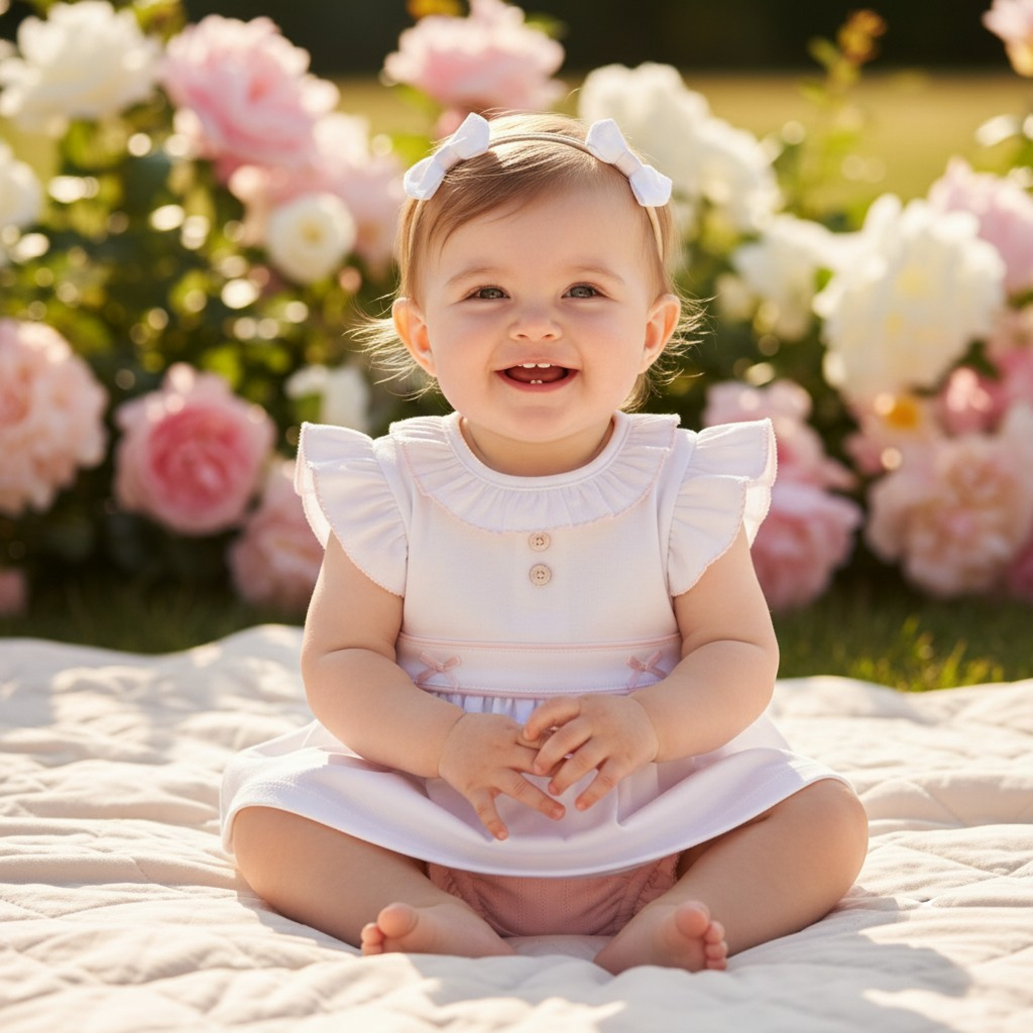 Mintini MB7054 * MB7054 Pointelle Bow Jam Pant Set(3-9 months)