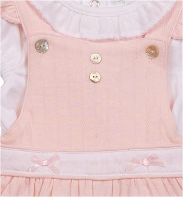 Mintini MB7055A * MB7055A Pointelle Bow Frilled back dungaree set(12-24months)