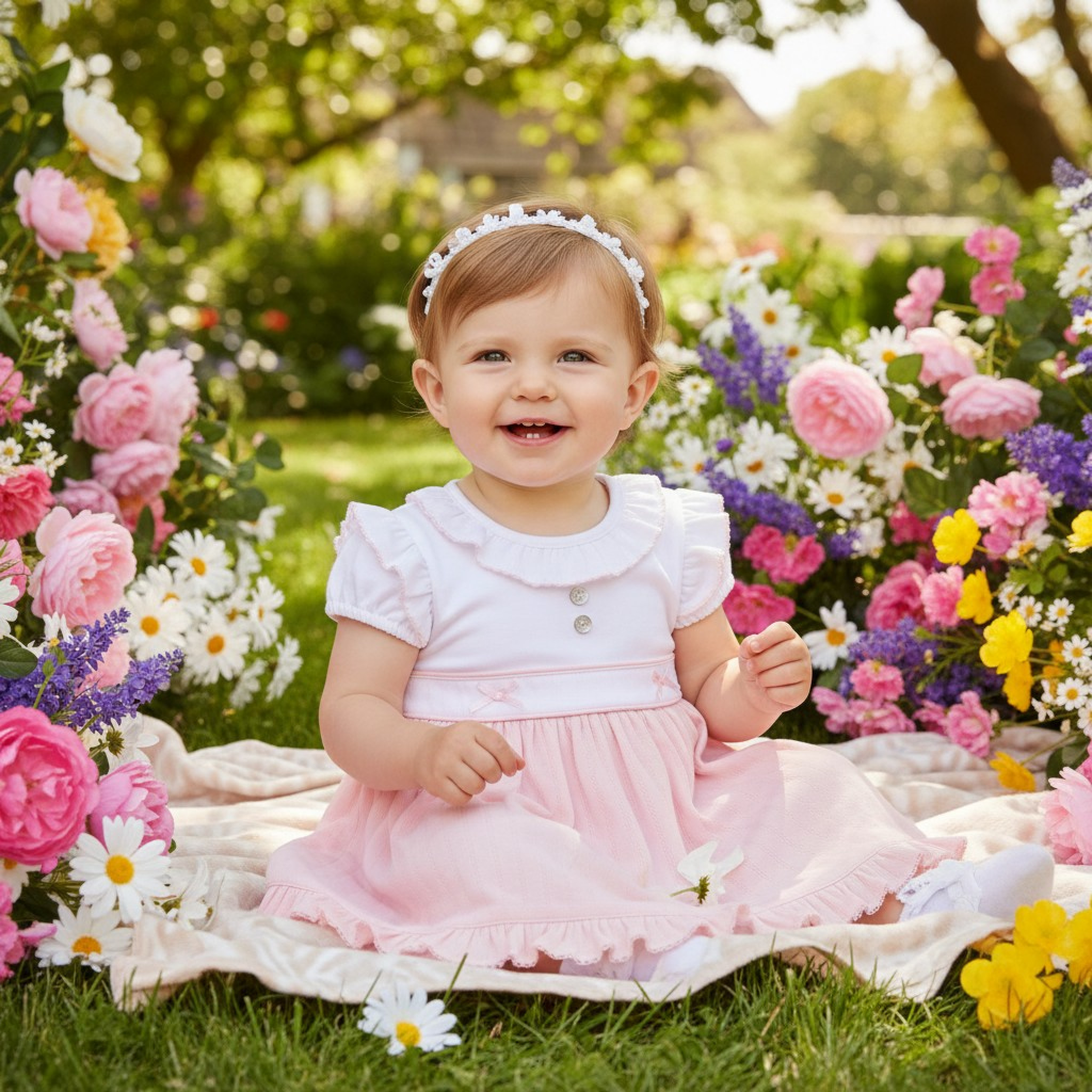 Mintini MB7056A * MB7056A Pointelle Bow Dress(12-24 months)