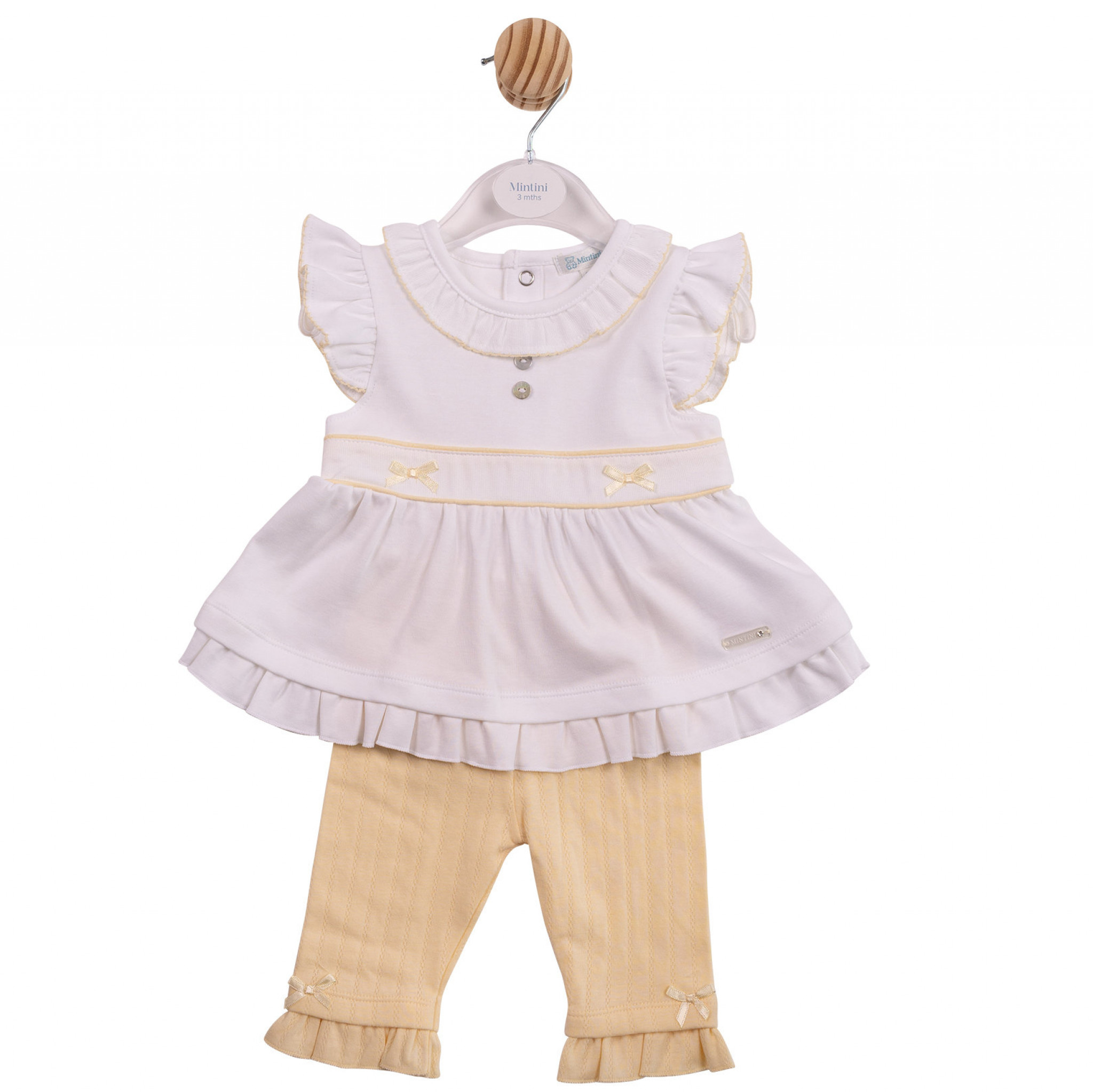 Mintini MB7065B * MB7065B Pointelle Bow Two Piece Set(3-5 years)