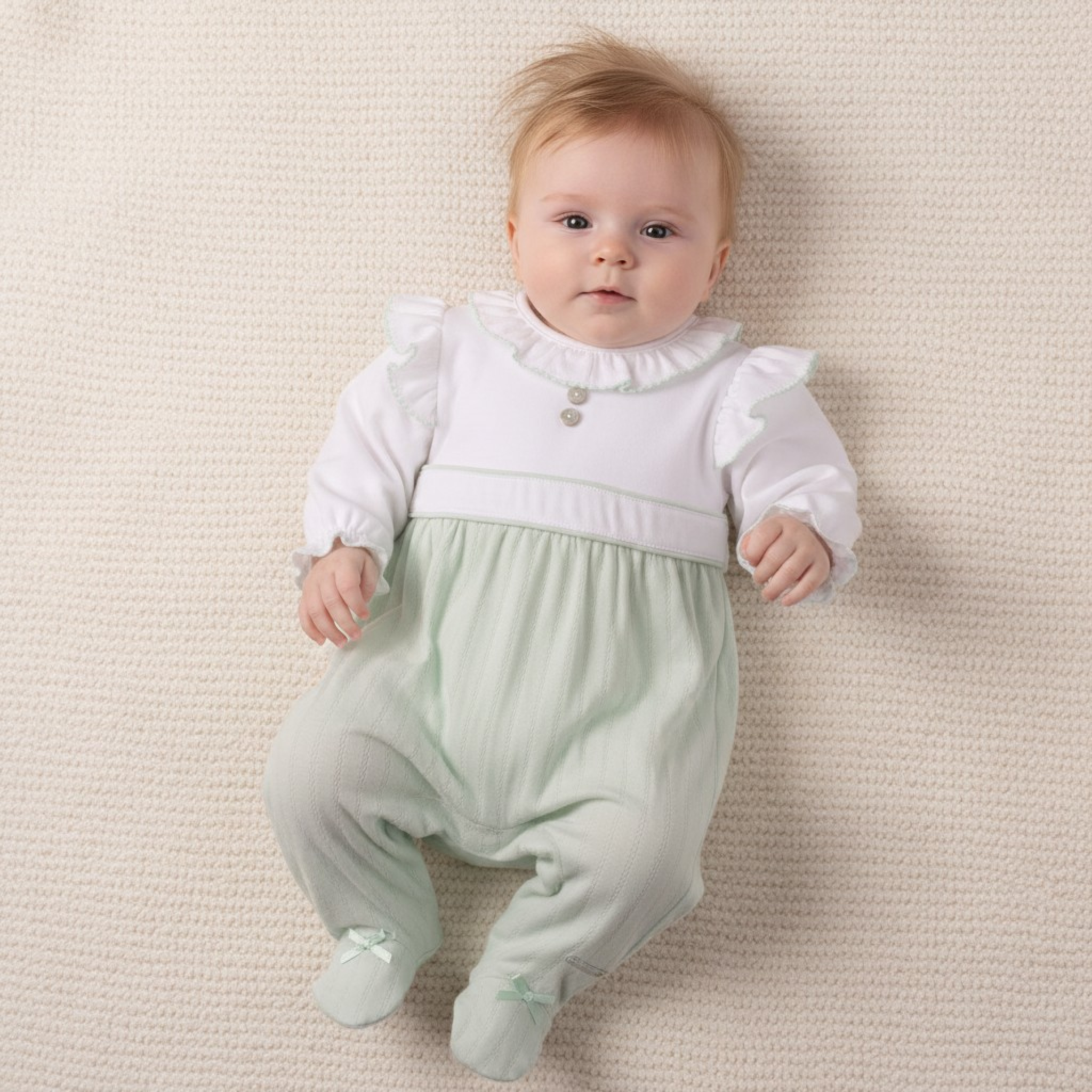 Mintini MB7066 * MB7066P Pointelle Bow All In One (1-6 months)