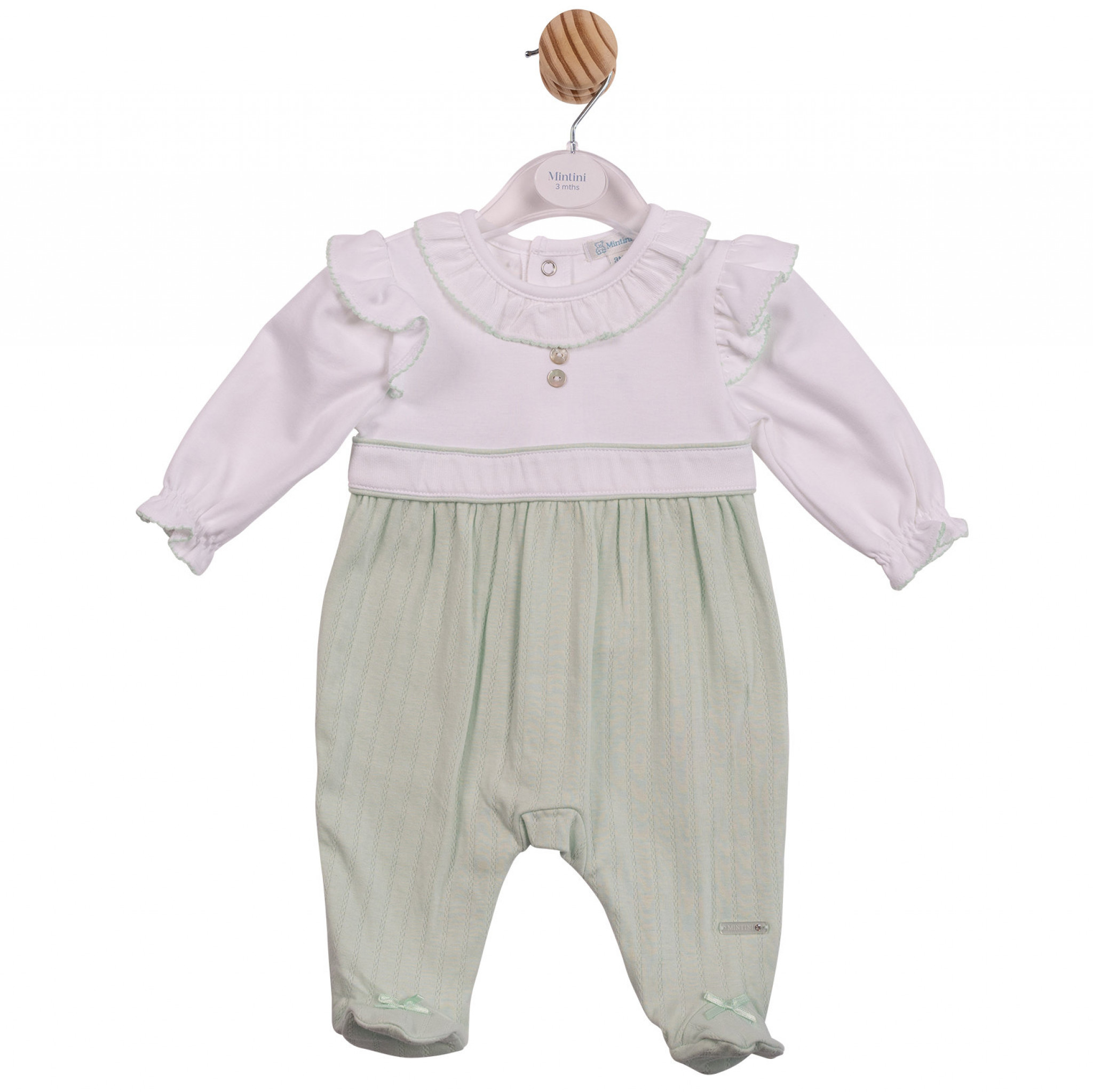 Mintini MB7066 * MB7066 Pointelle Bow All In One (1-6 months)