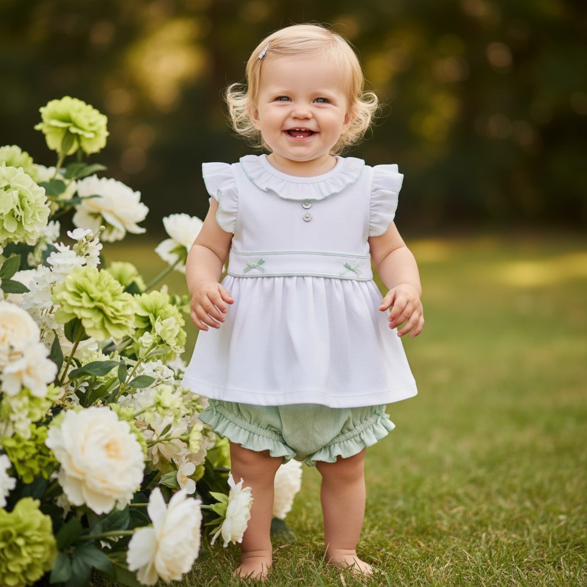 Mintini MB7068 * MB7068SG Pointelle Bow Jam Pant Set(3-9 months)