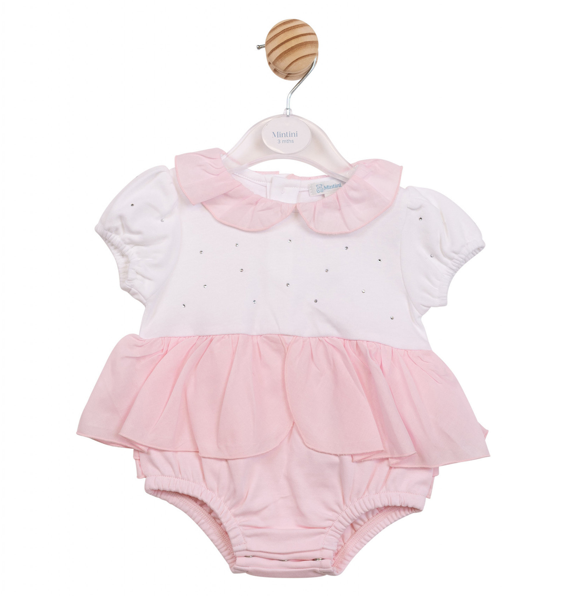 Mintini MB7091 * MB7091 Diamante and Frill Romper (1-9 months)
