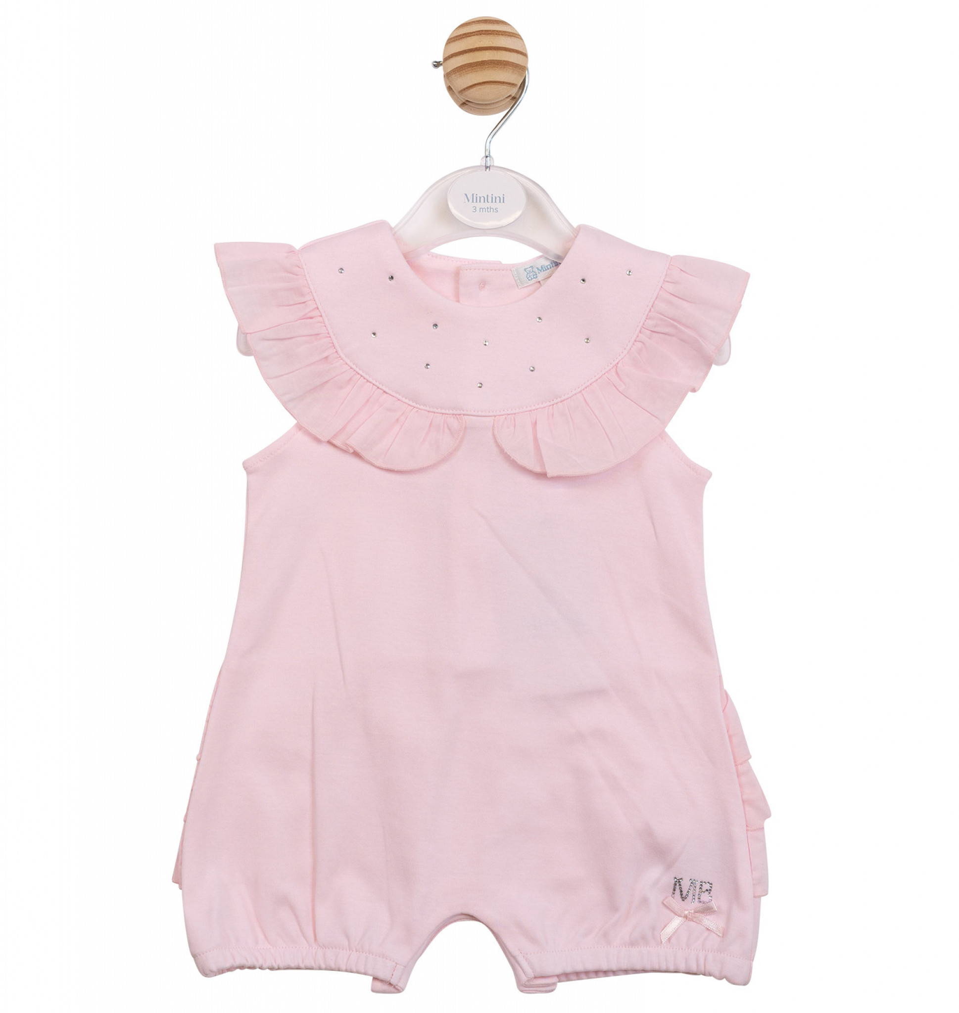 Mintini MB7092 * MB7092 Diamante and Frilled rear Romper  (3-12 months)