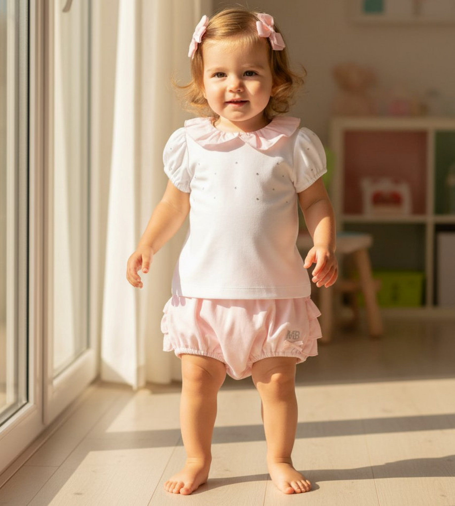 Mintini MB7093A * MB7093A Diamante and Frilled Bloomer Set (12-24 months)