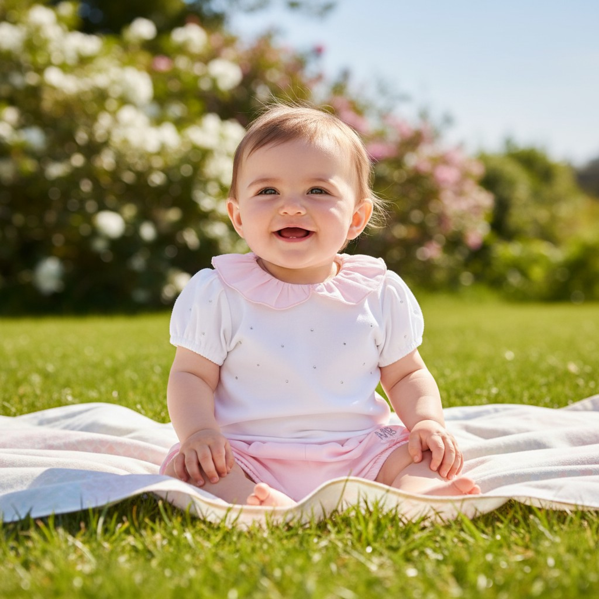 Mintini MB7093 * MB7093P Diamante and Frilled Bloomer Set (3-9 months)