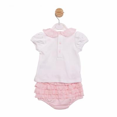 Mintini MB7093 * MB7093 Diamante and Frilled Bloomer Set (3-9 months)