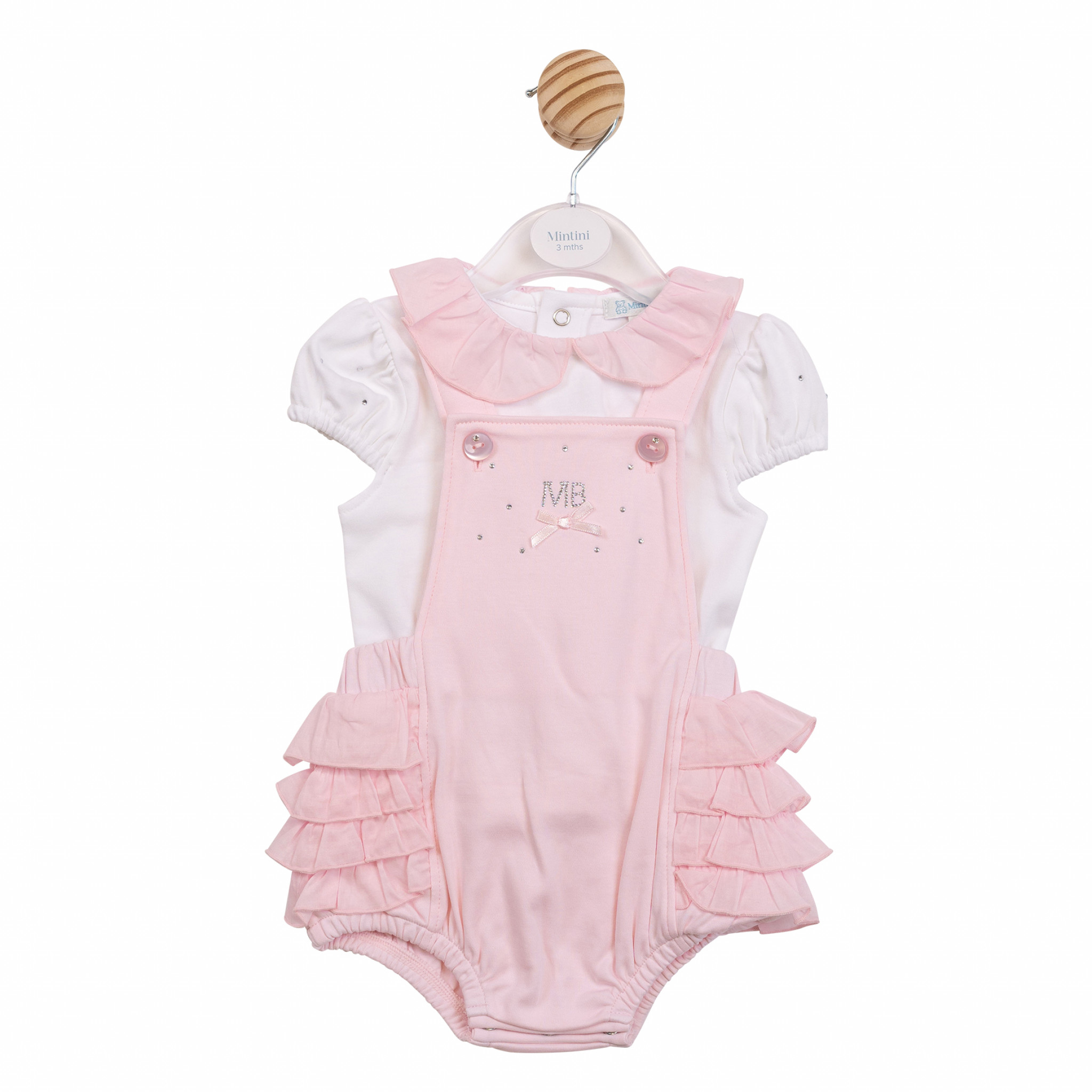 Mintini MB7094 * MB7094A Diamante and Frilled rear dungaree set(12-24 months)