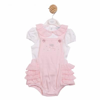 MB7094A  Diamante and Frilled rear dungaree set (12-24 months)