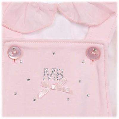 Mintini MB7094 * MB7094 Diamante and Frilled rear dungaree set(3-9months)