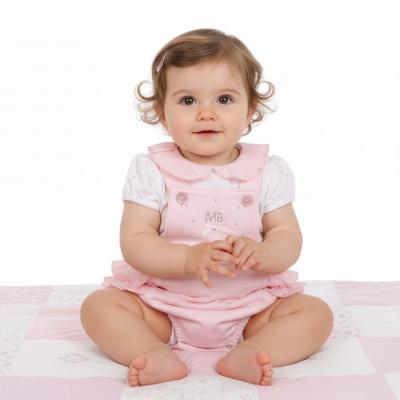 MB7094  Diamante and Frilled Rear Dungaree Set  (3-9 months)