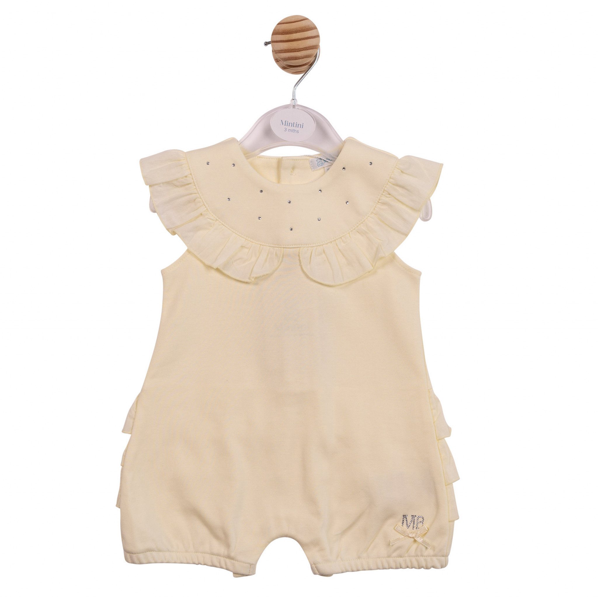 Mintini MB7105 * MB7105 Diamante and Frilled Romper (3-12 months)