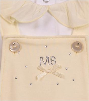 Mintini MB7107A * MB7107A Diamante and Frilled Rear Dungaree Set (12-24 months)