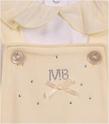 Mintini MB7107 * MB7107 Diamante and Frilled rear dungaree set(3-9 months)