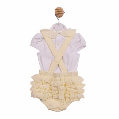 Mintini MB7107 * MB7107 Diamante and Frilled rear dungaree set(3-9 months)