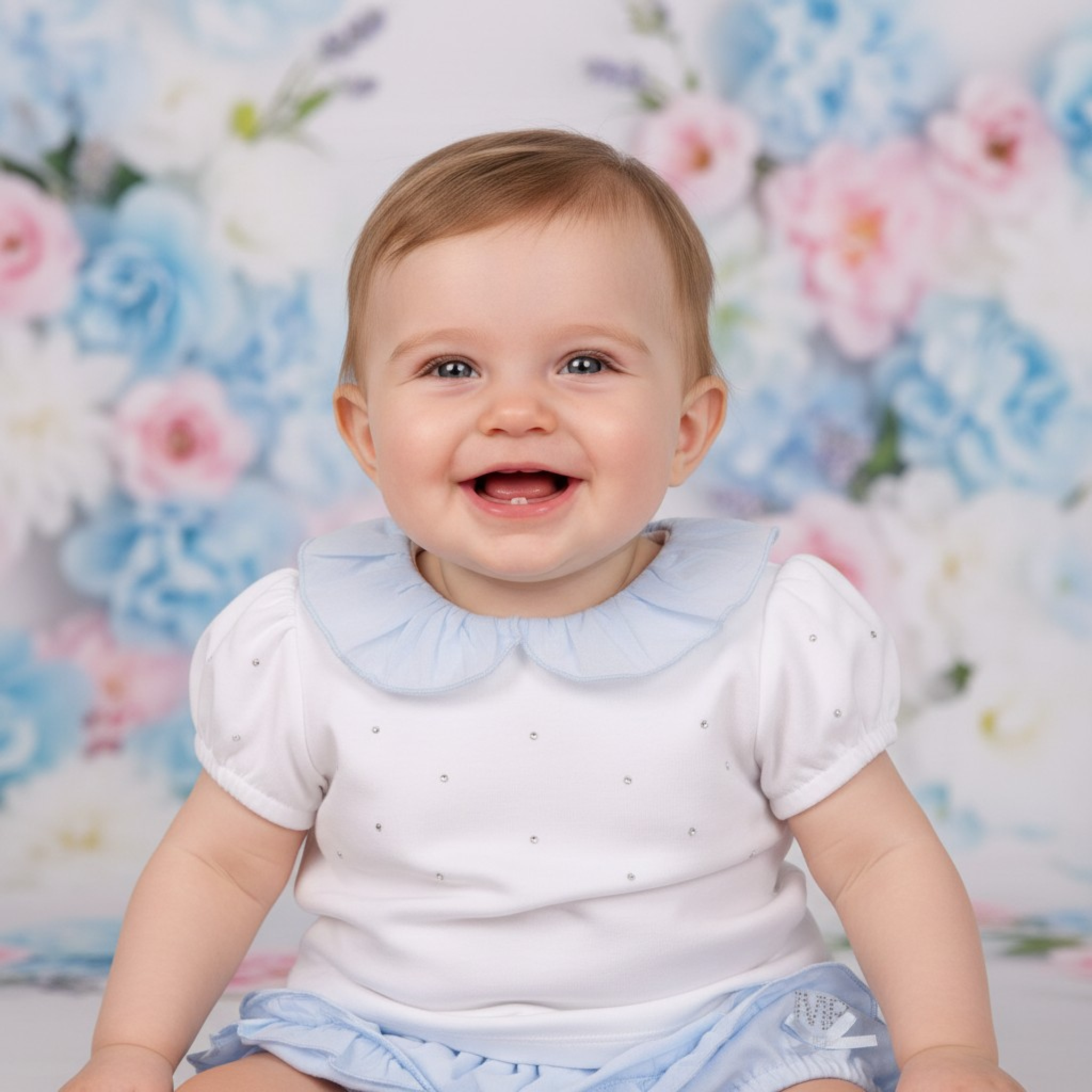 Mintini MB7119 * MB7119 Diamante and Frilled Rear Bloomer Set (3-9 months)