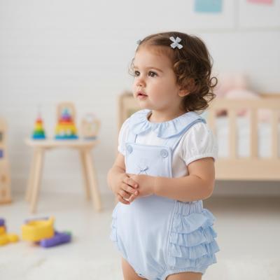 Mintini MB7120A * MB7120A Diamante and Frilled Rear Dungaree Set (12-24 months)