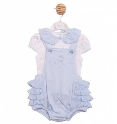 Mintini MB7120 * MB7120B Diamante and Frilled Rear Dungaree Set (3-9 months)