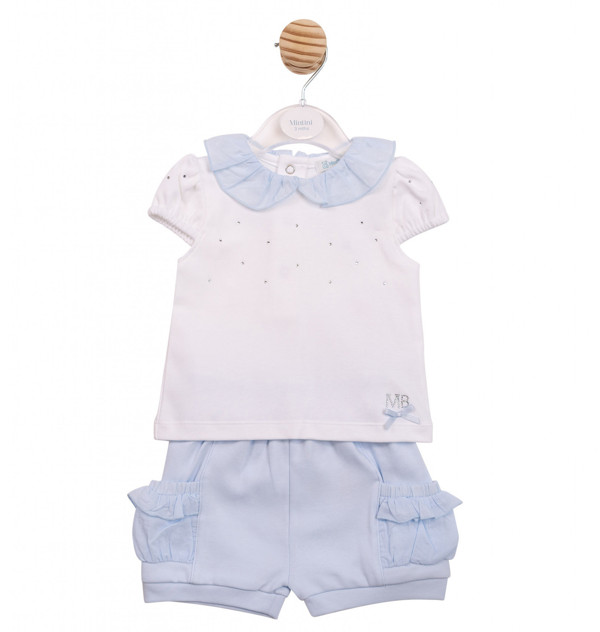 Mintini MB7121B * MB7121B Diamante shorts set(3-5 years)